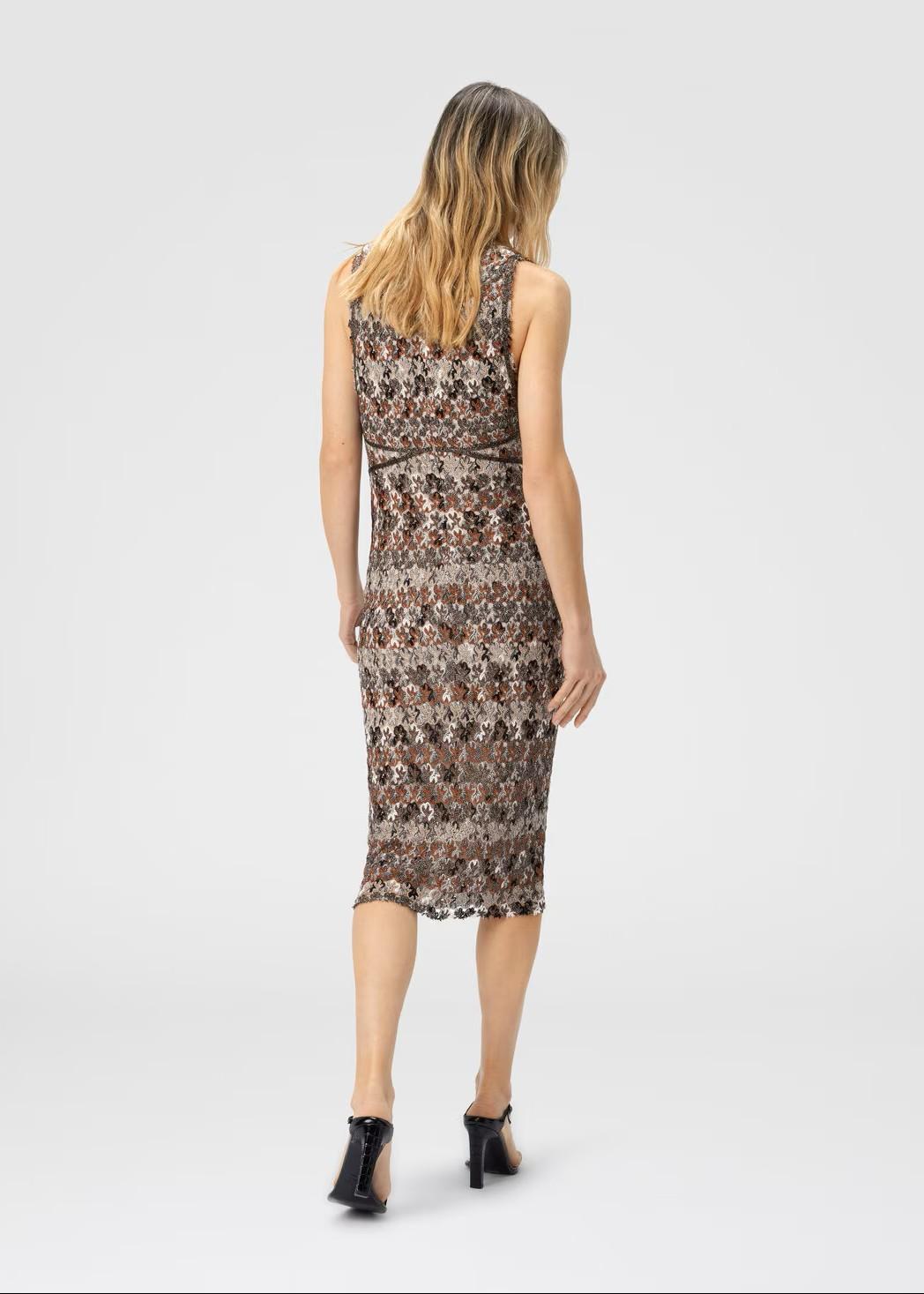 Abito midi con scollo a V in pizzo operato DS25WG0HBR012HS80DQ MISSONI
