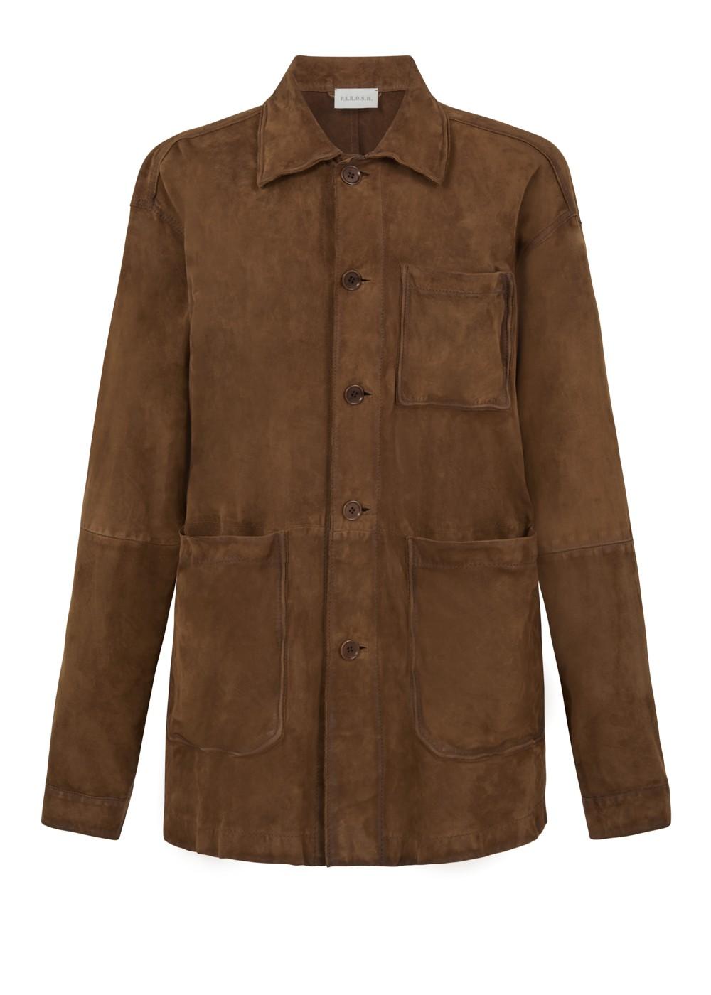Giacca Camicia in Suede Marrone con tasche MARFAD431845066 P.A.R.O.S.H.