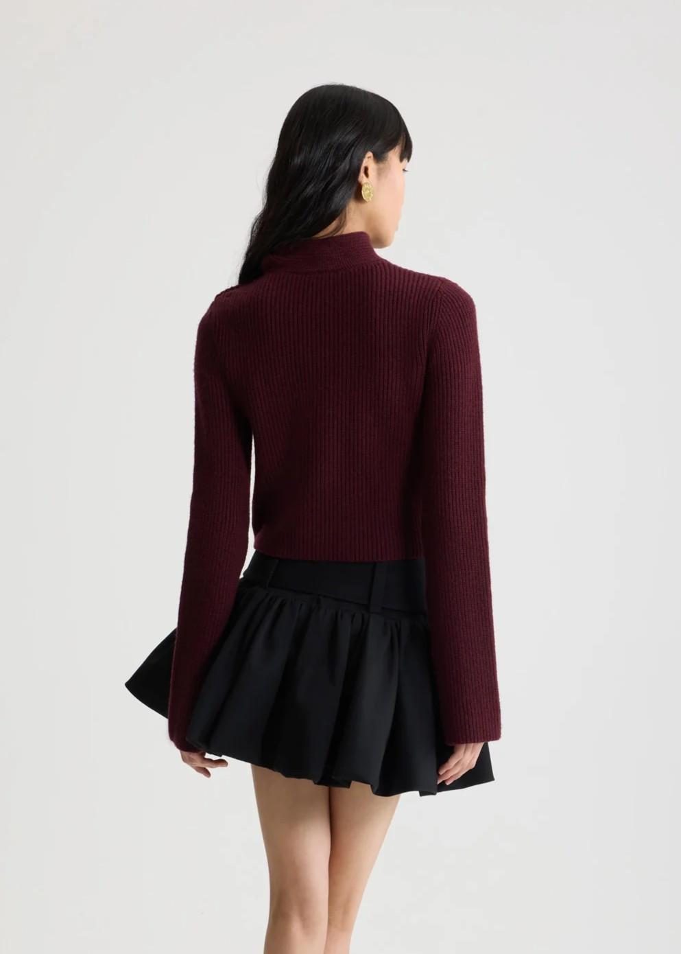 Maglione burgundy in lana e cashmere con collo a sciarpa KN2638041317R PATOU