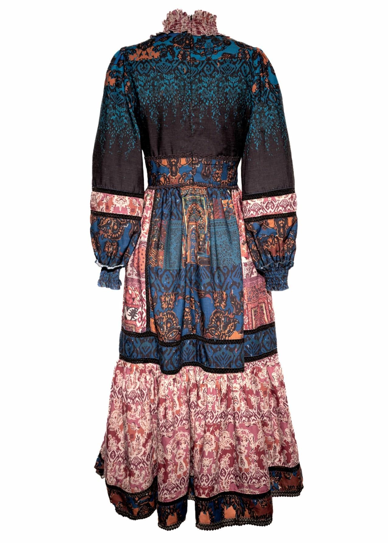 Abito Longuette a fantasia con collo montato A25FWAB02 AMOSA