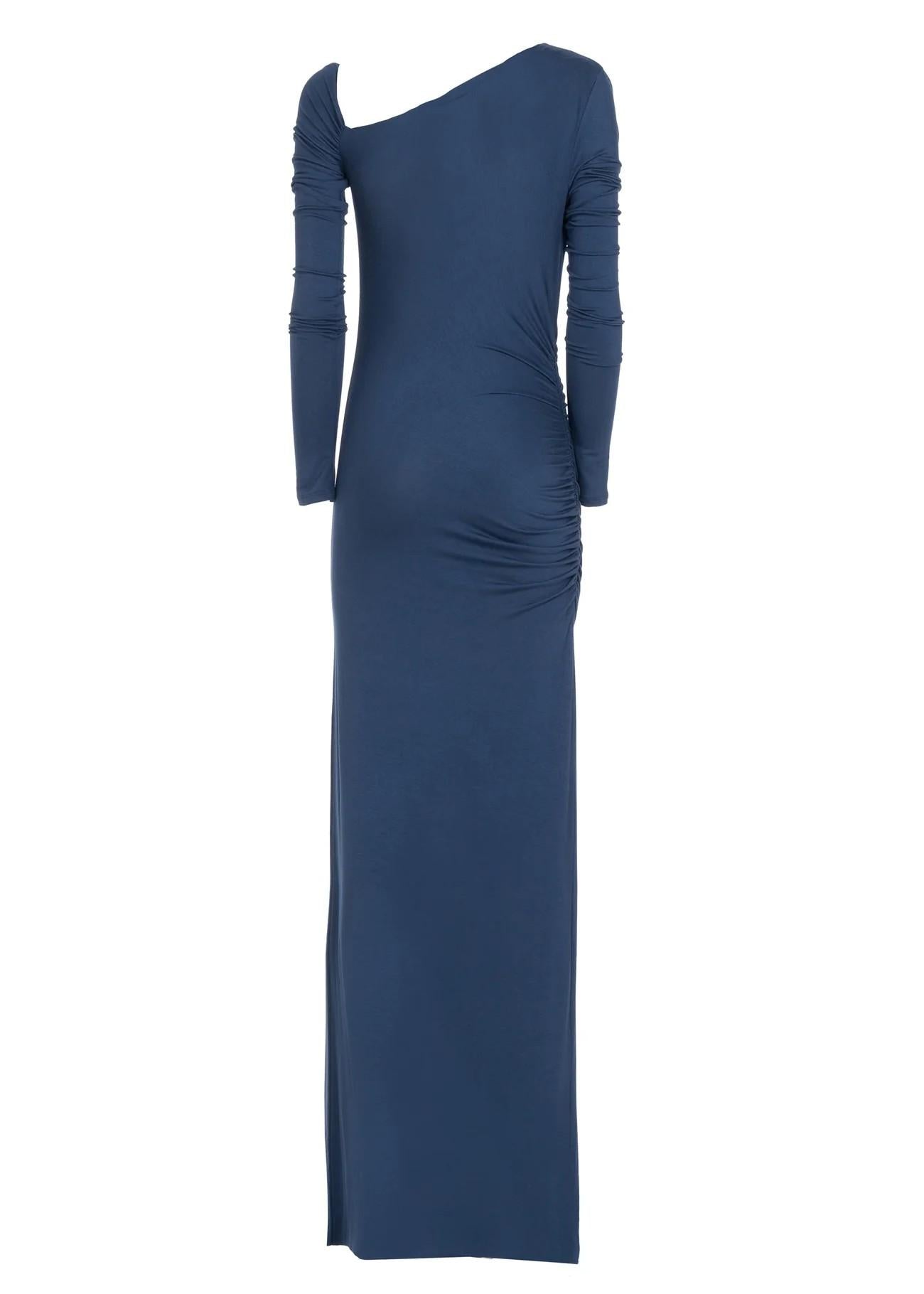 Abito lungo blu monospalla in jersey 8791R10001 LES FILLES D'EVA