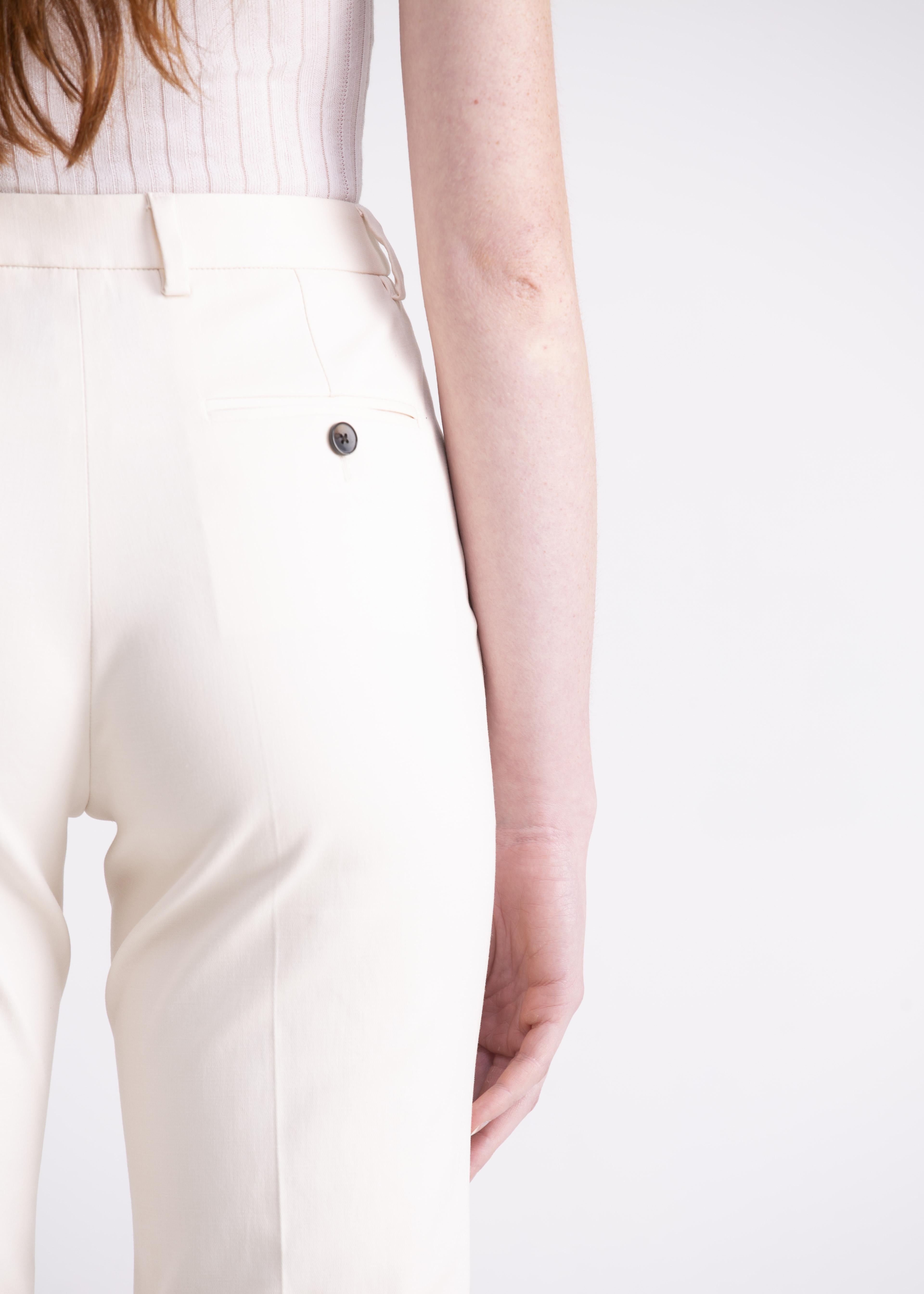 Pantaloni dritti panna con cinturino, passanti e tasche PN01ROA1013200 GENTE