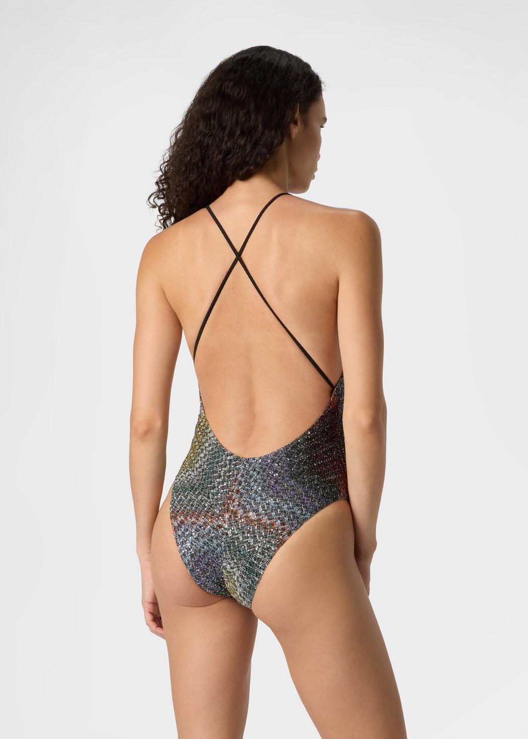 Costume intero multicolor scolla a v in maglia zig zag greca con paillettes MC22SP03BC005YS72P0 MISSONI