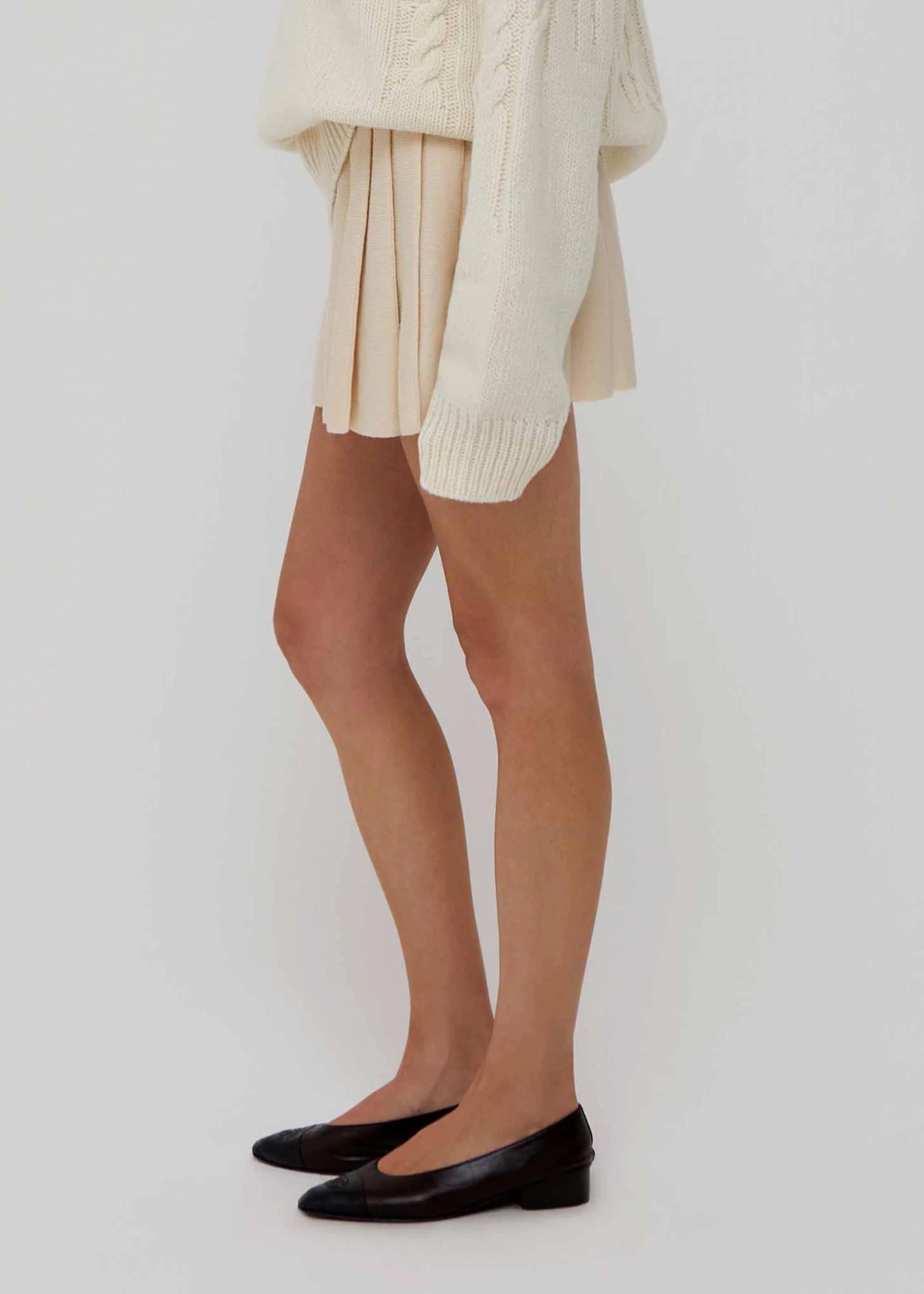 Minigonna plissettata beige in lana AM37CREAM AMIYA