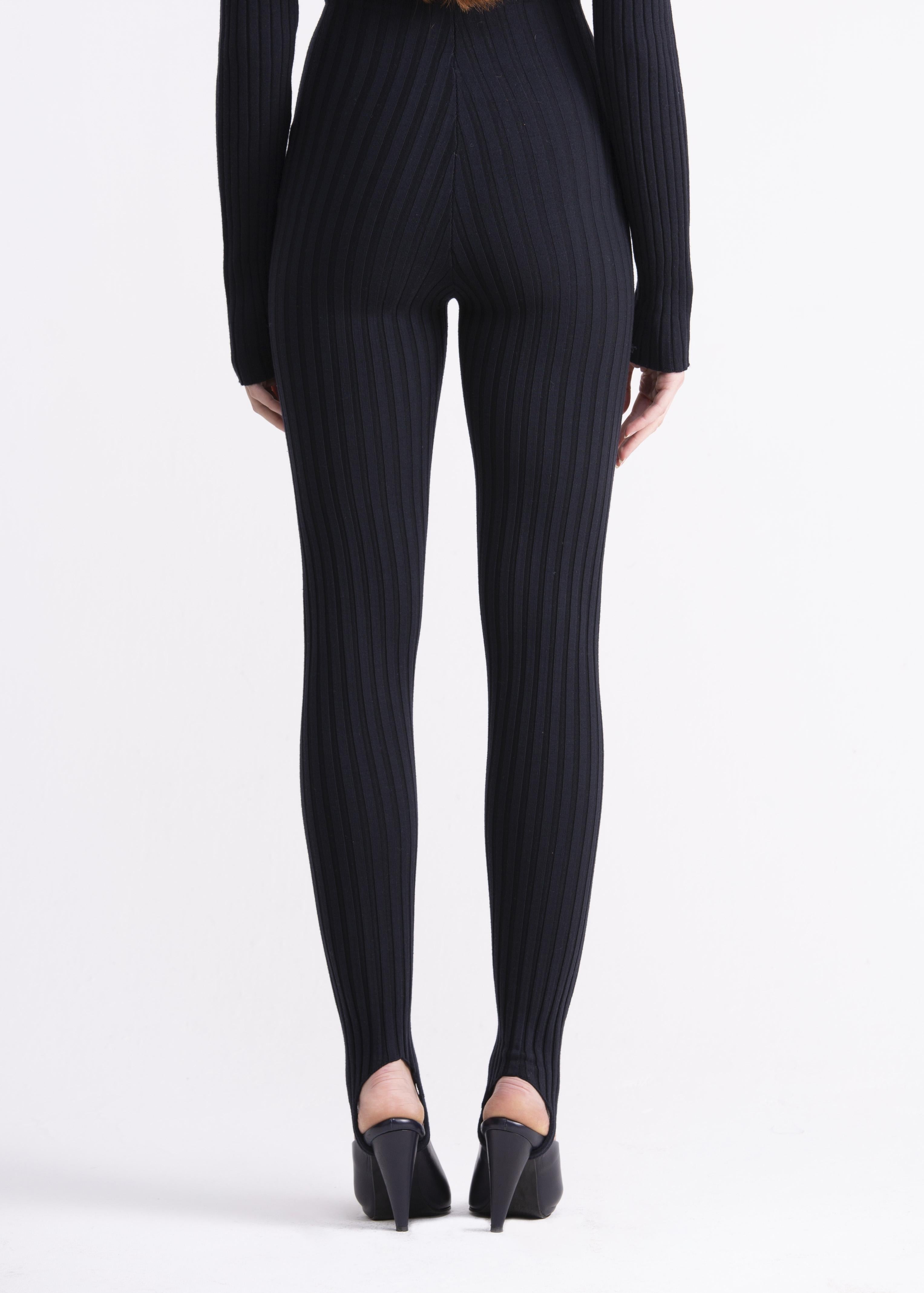 Leggings a vita alta a costine blu 22WGDKP847BLUE GENTE