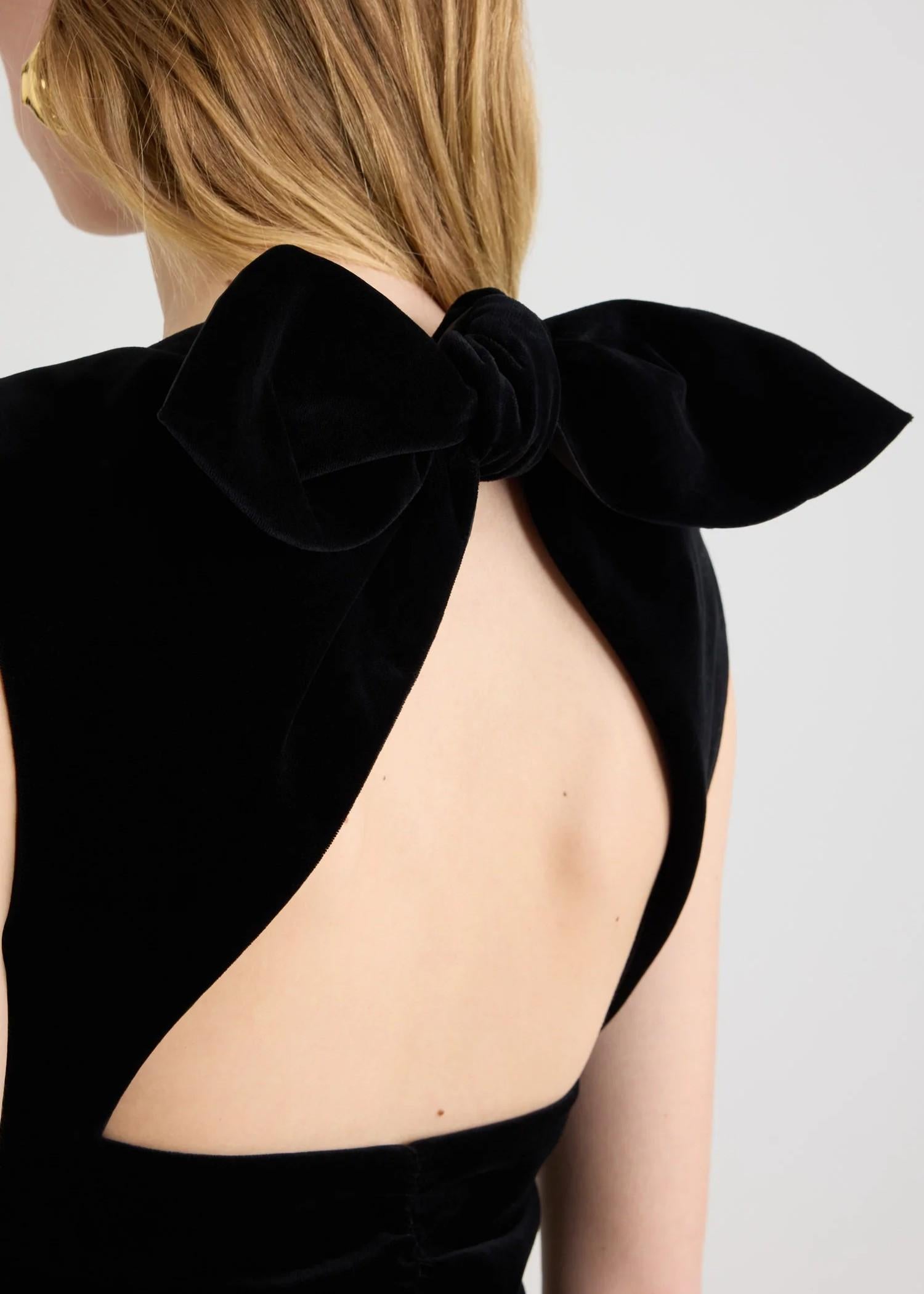 Mini abito nero in velluto con fiocco sulla schiena DR2140170999B PATOU