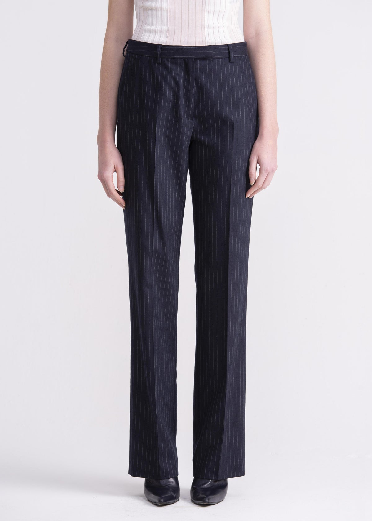 Pantaloni dritti gessati  blu scuro PN01ROA1014910 GENTE