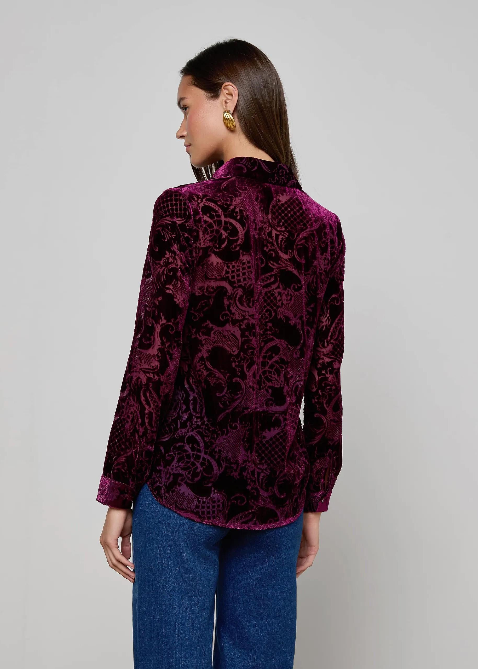 Camicia botton down di velluto bordeaux S40765RSPDPSR L'AGENCE