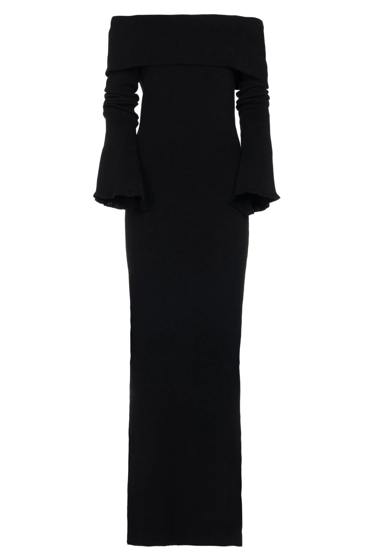 Abito Lungo monospalla nero in lana e cashmere 8605R10001 LES FILLES D'EVA