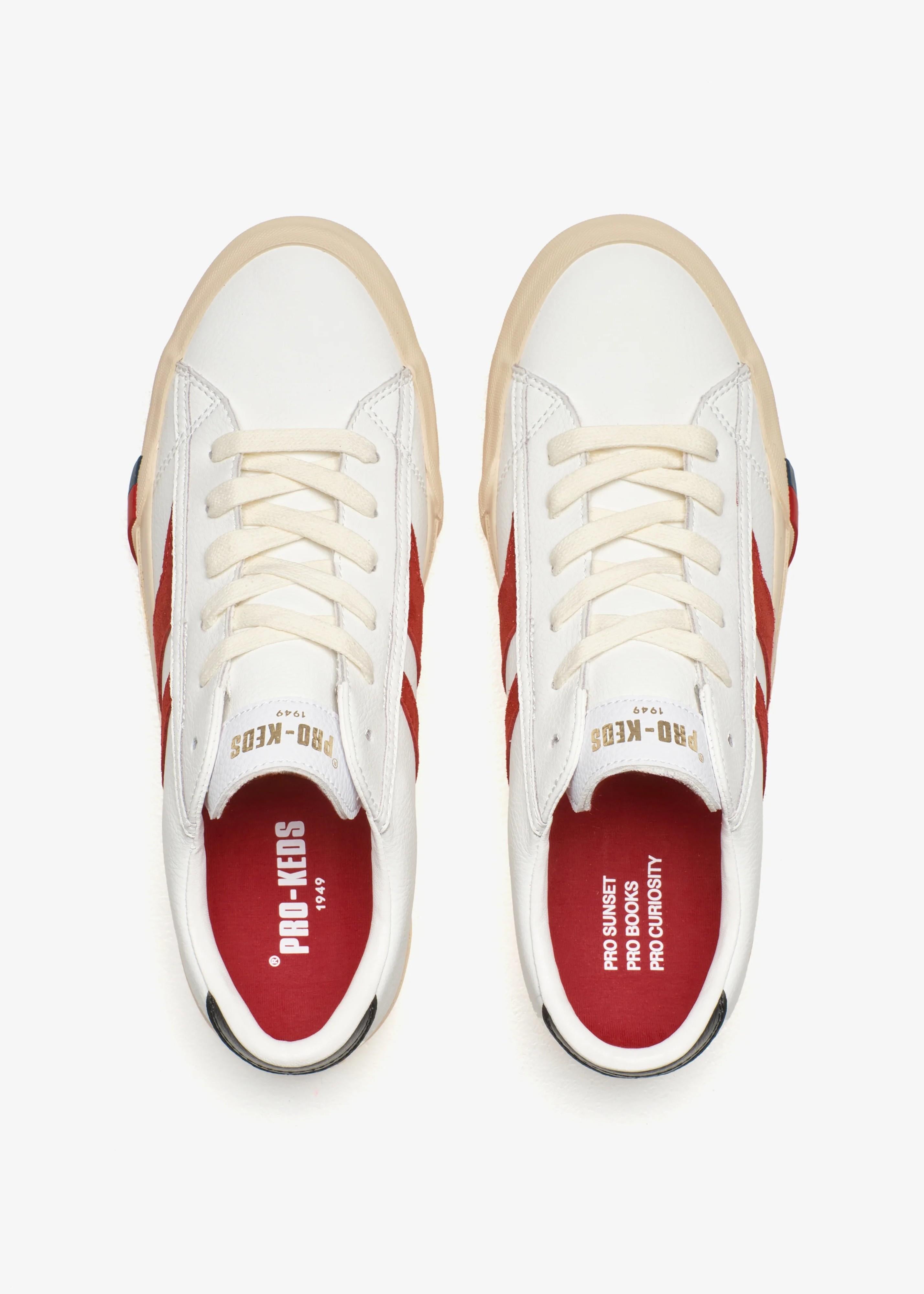 Sneakers Royal Classic in Pelle  Bianca e Rossa RC226SLWLSWH00006 PRO KEDS