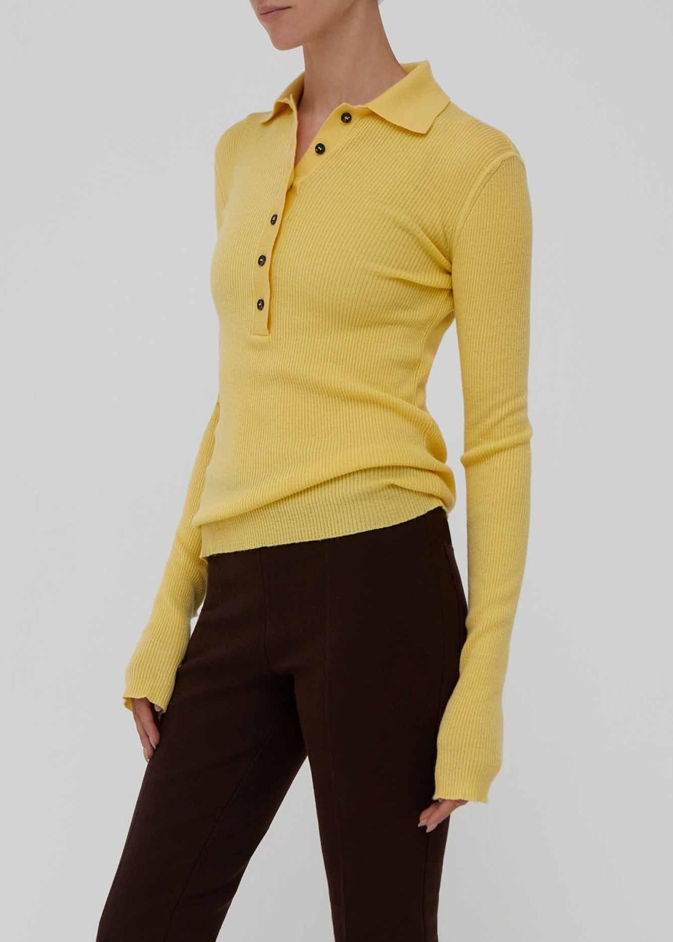 Polo gialla aderente in 100%  lana AM31YUZU AMIYA