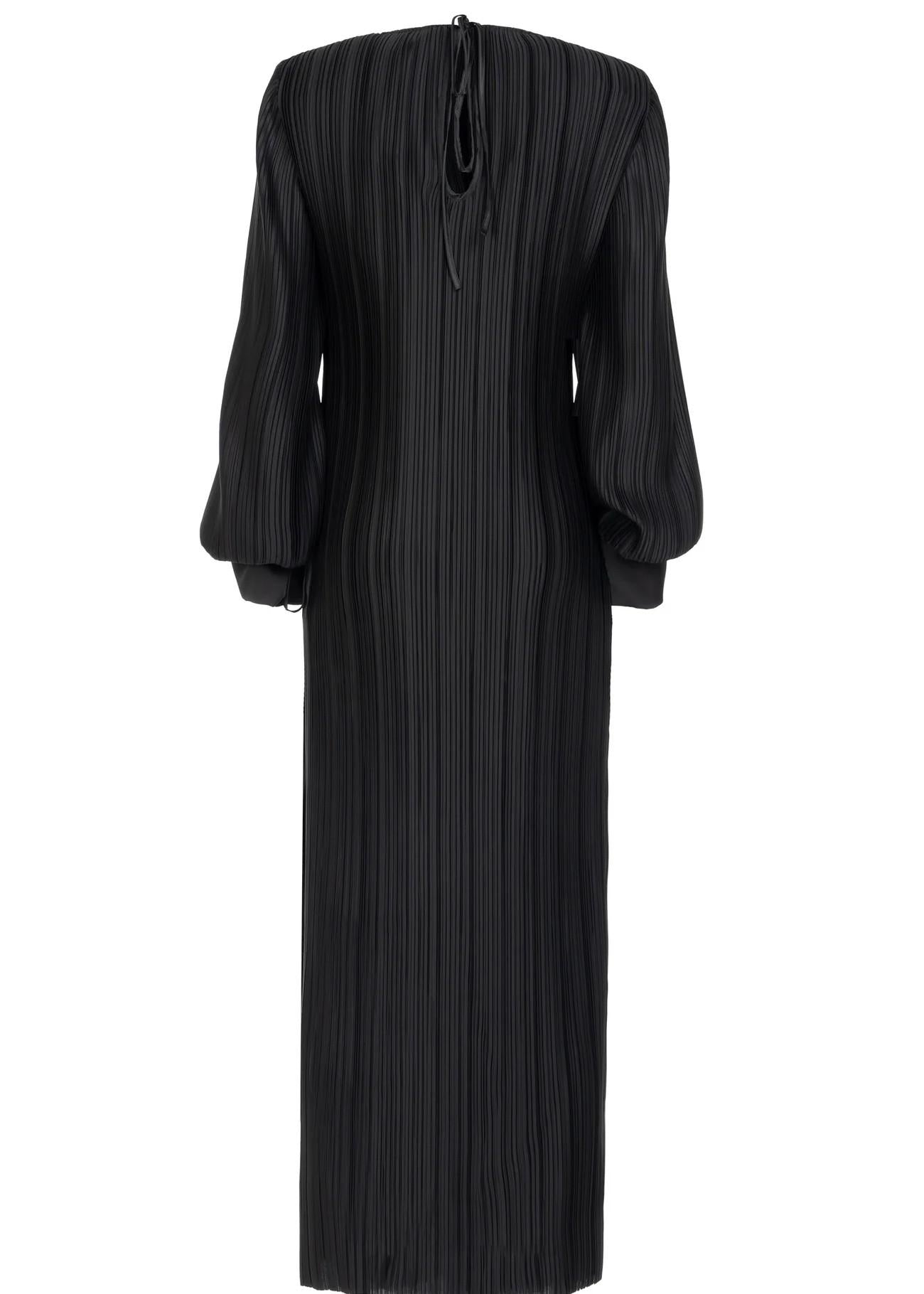 Abito Lungo nero plissè con spacco laterale 8782R10002 LES FILLES D'EVA