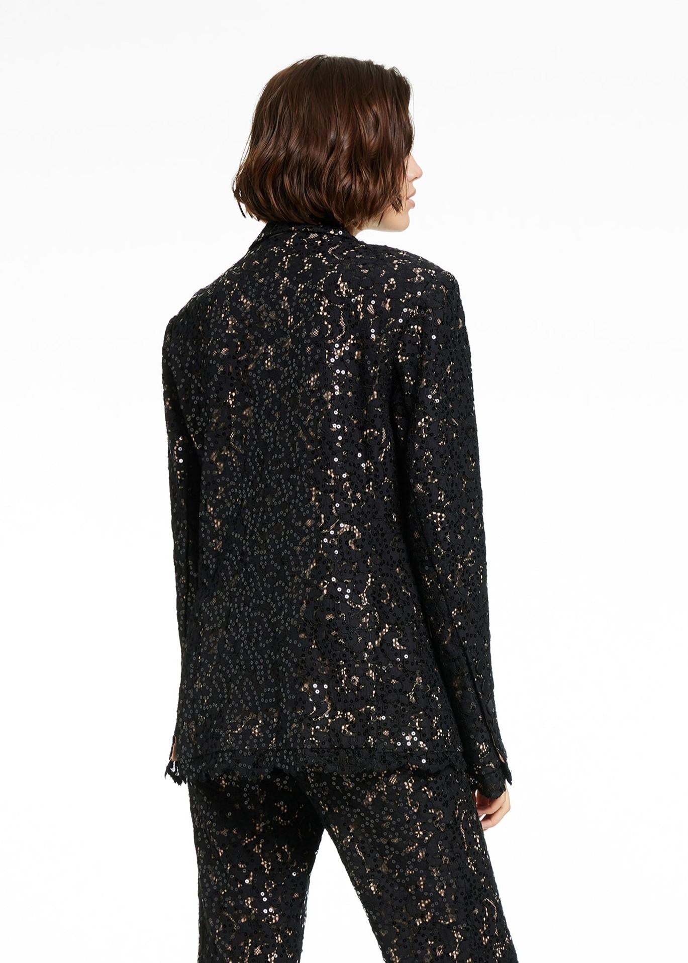 Blazer nero in pizzo e paillettes TR6825J021JET TOCCIN