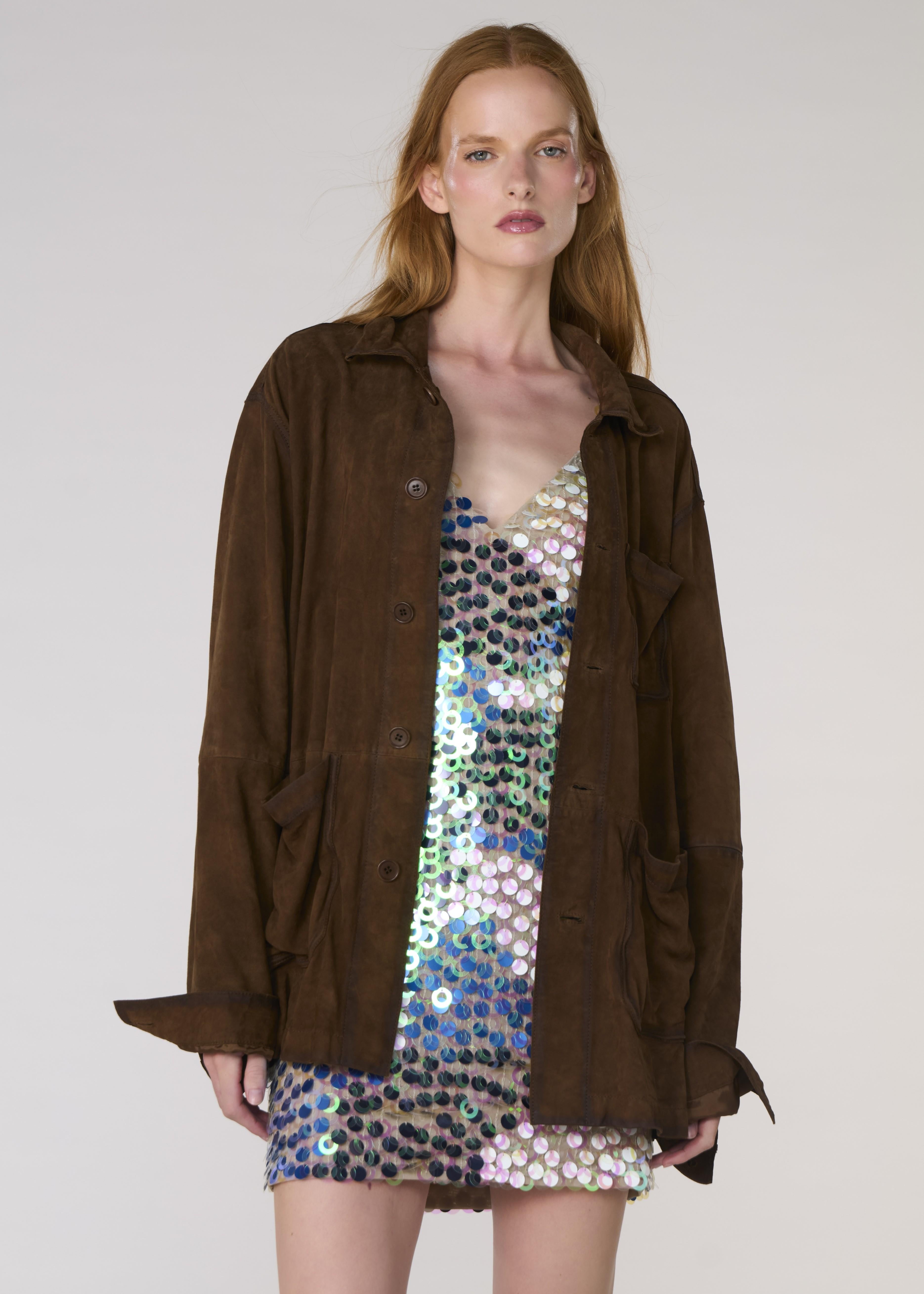 Giacca Camicia in Suede Marrone con tasche MARFAD431845066 P.A.R.O.S.H.