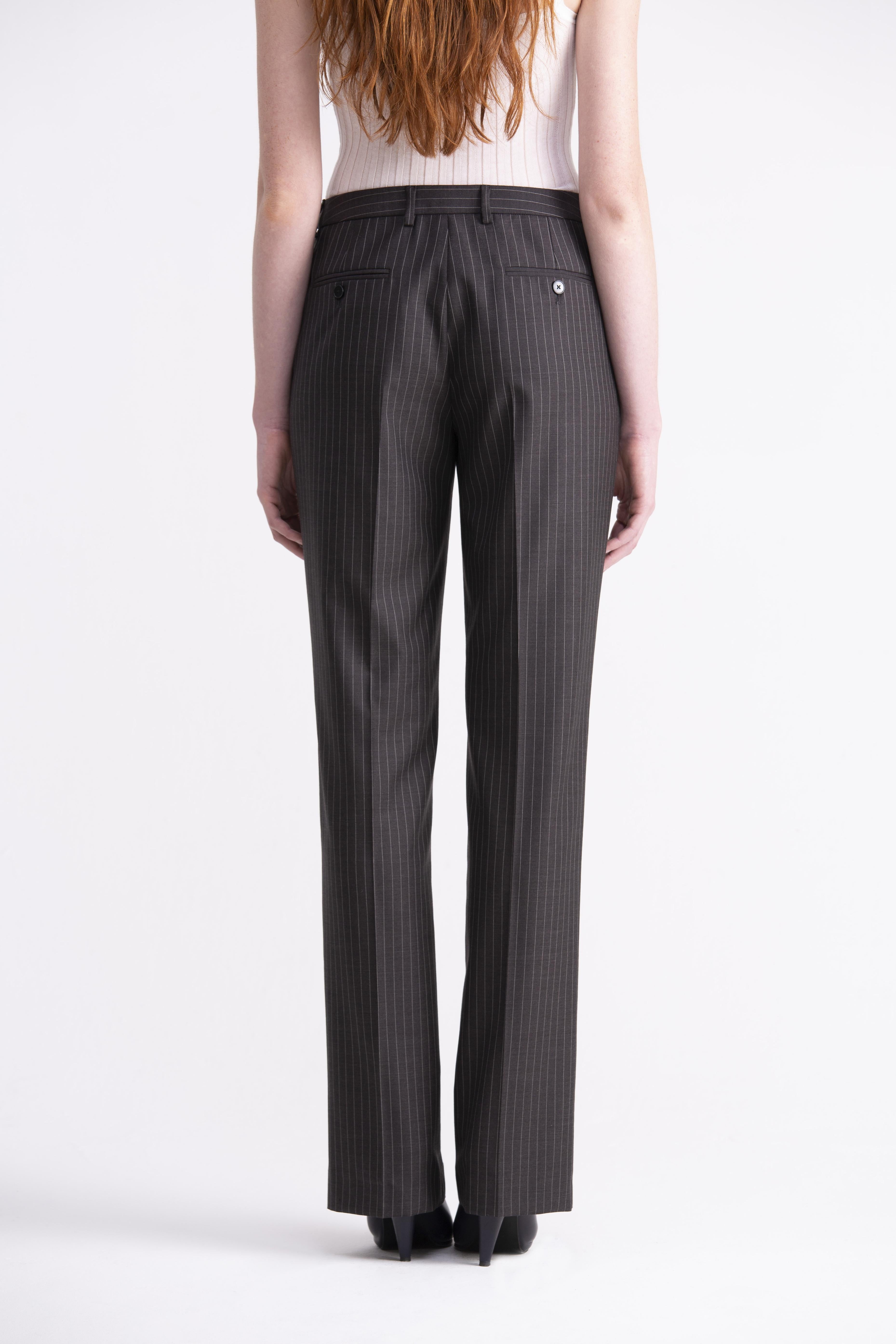 Pantaloni dritti gessati grigio scuro PN01ROA1011920 GENTE