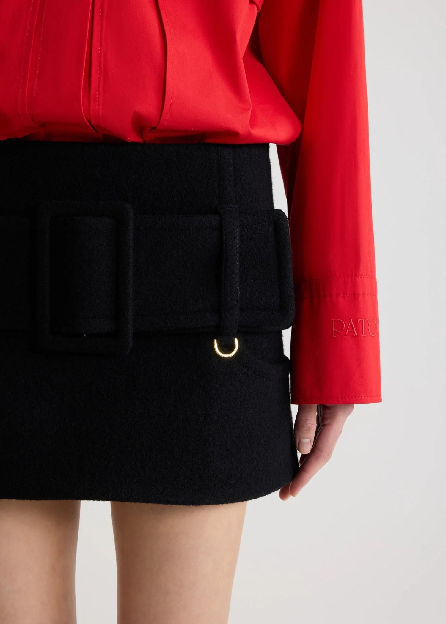 Minigonna nera con cintura in lana cotta SK0990232999B PATOU