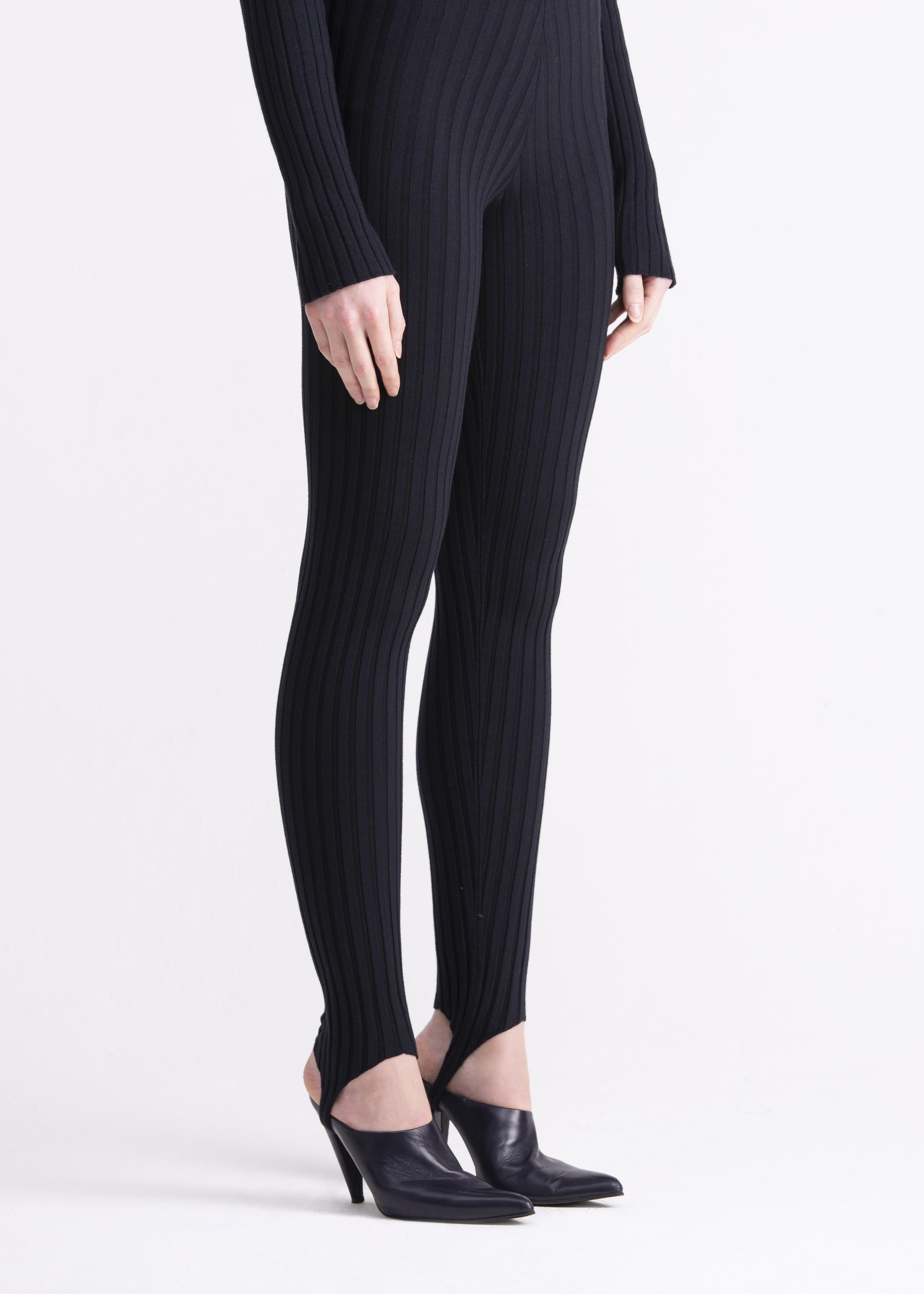 Leggings a vita alta a costine blu 22WGDKP847BLUE GENTE