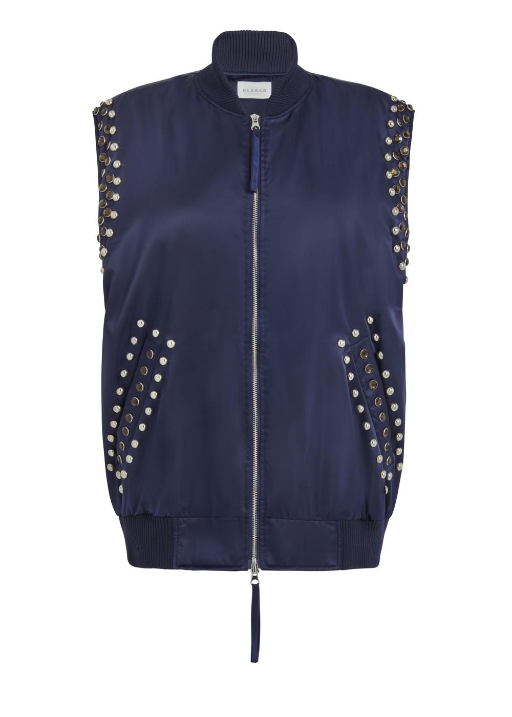 Giubbotto Blu con borchie in tessuto tecnico NASHVILLED431850B012 P.A.R.O.S.H.