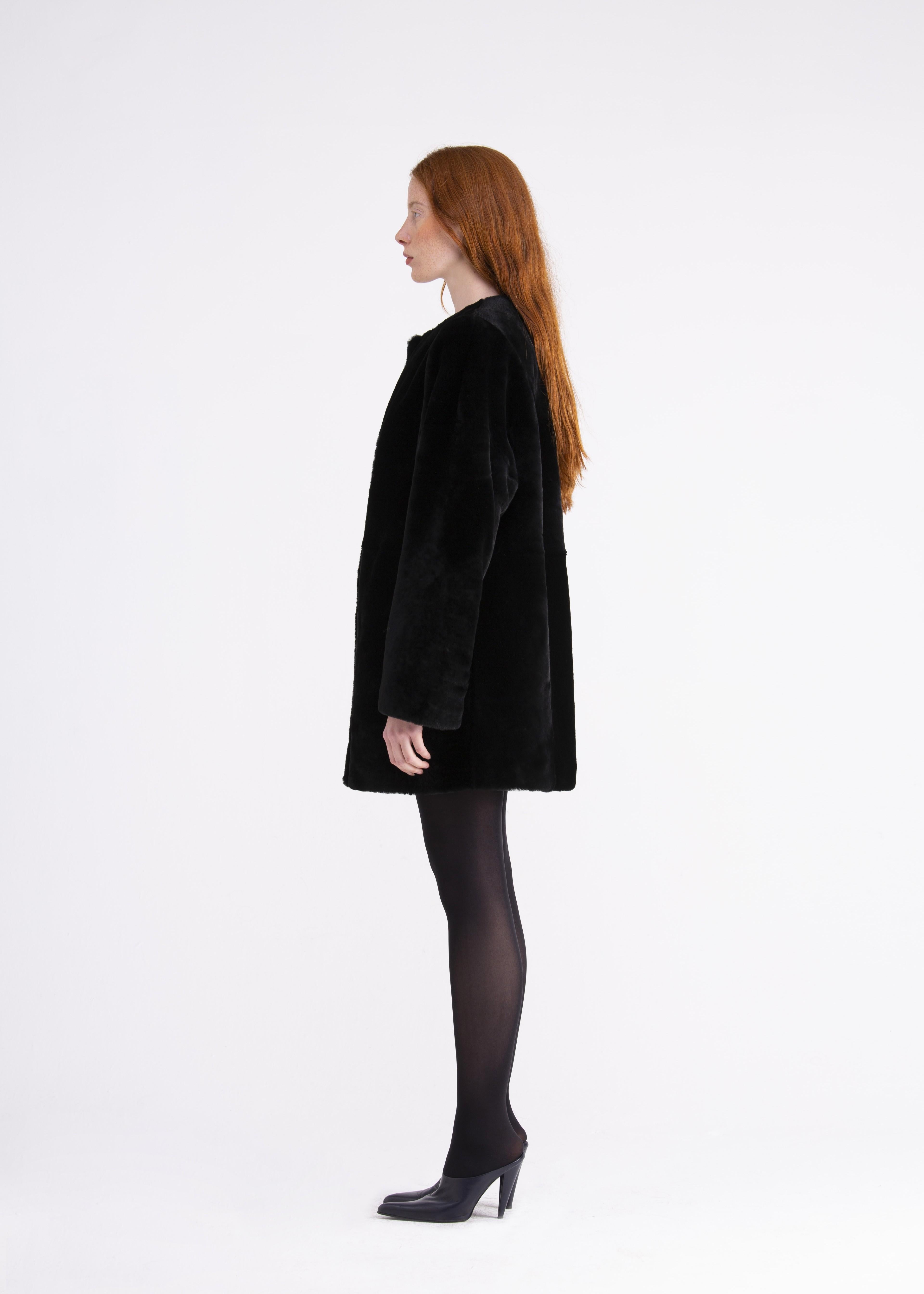 Caban girocollo in astor merino nero CP02NERO GENTE