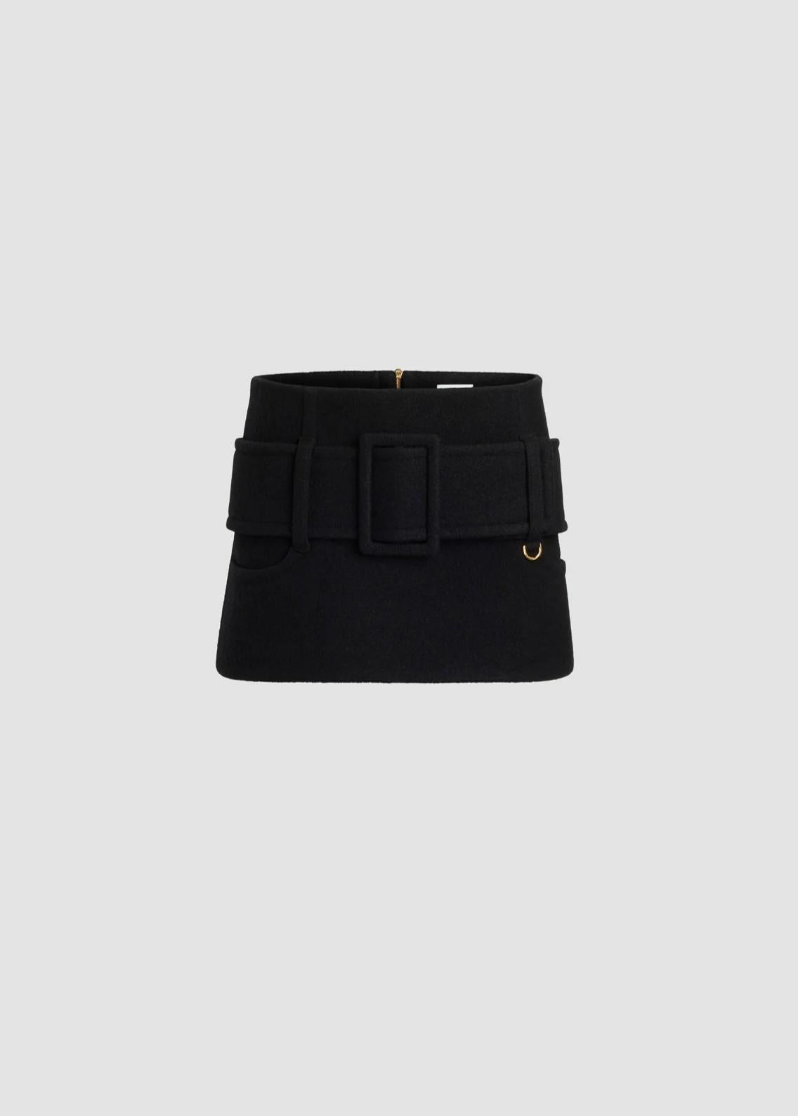 Minigonna nera con cintura in lana cotta SK0990232999B PATOU