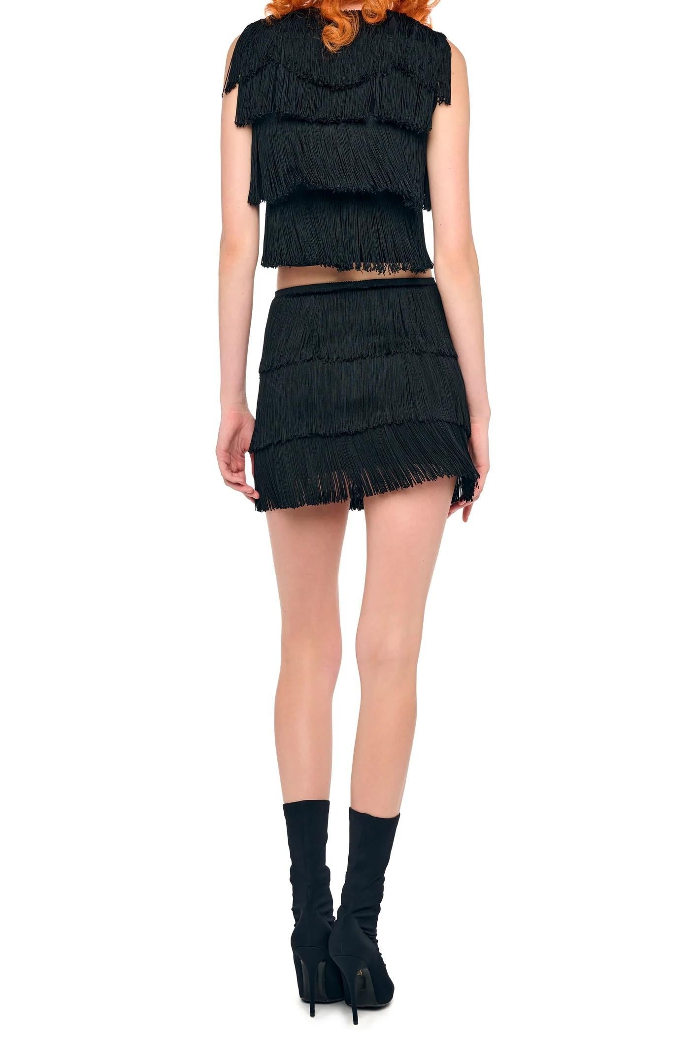 Minigonna nera con frange ST223SPFA21001BLACK NORMA KAMALI