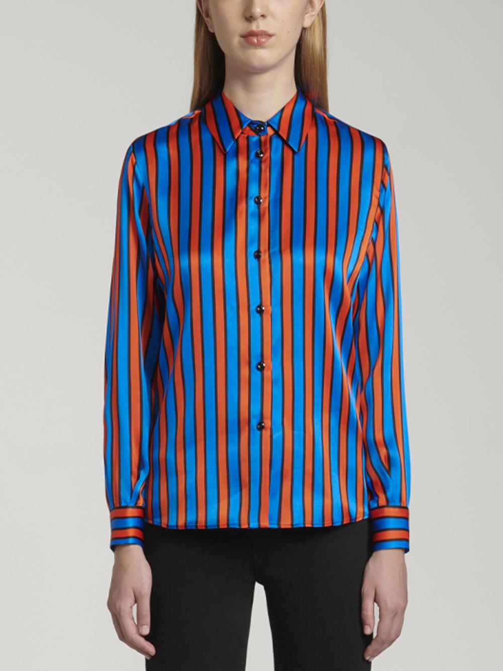 Camicia in raso a righe rosse e blu 22SGDSH200.BLUE RED GENTE