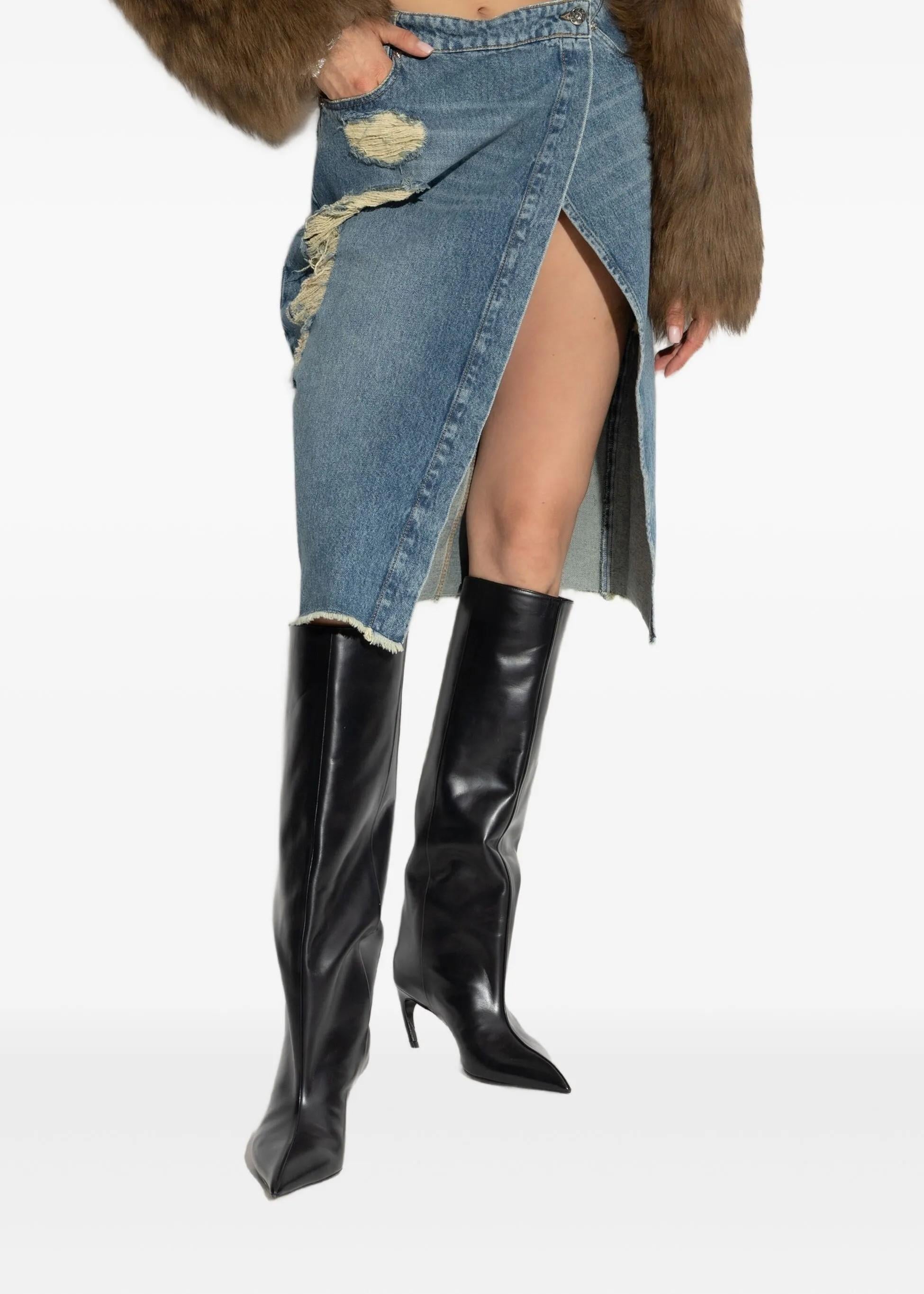 Gonna Demin a portafoglio con spacco A522J212AD06C1 BLUMARINE