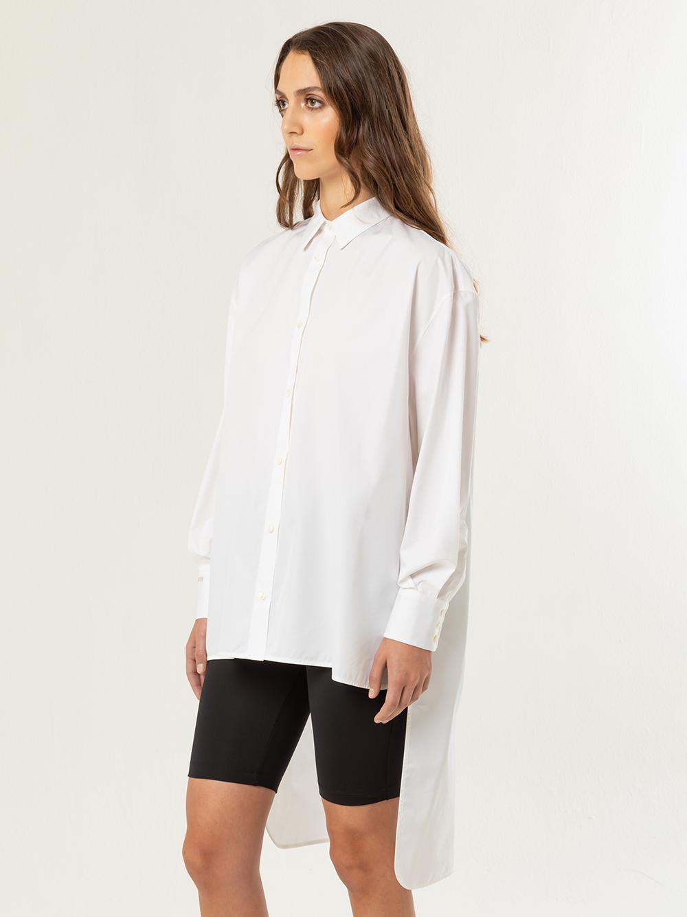 Camicia bianca over asimmetrica 21WGDCM004TE148BIANCO GENTE
