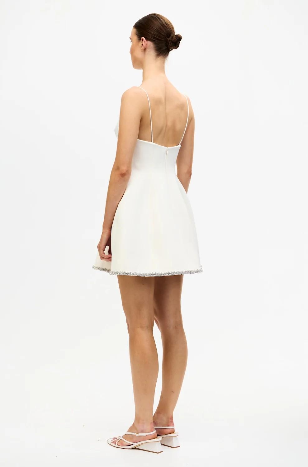 Miniabito bianco con finiture in strass argento AS2510014DIVORY ACLER