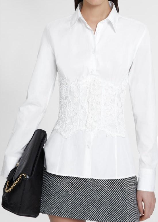 Camicia in popeline di cotone con bustier in pizzo rebrodé D472K363BQP10601 ERMANNO SCERVINO