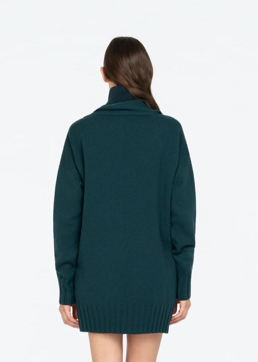 Cardigan lungo verde in lana e Cashmere 8600K50001 LES FILLES D'EVA