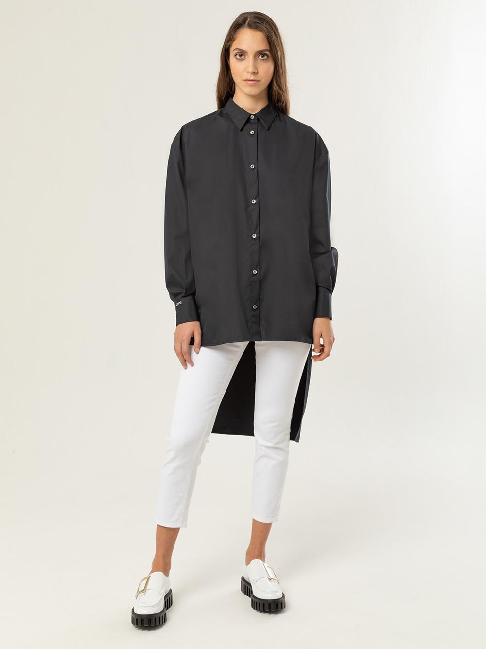 Camicia nera overasimmetrica nera 21WGDCM004TE148NERO GENTE