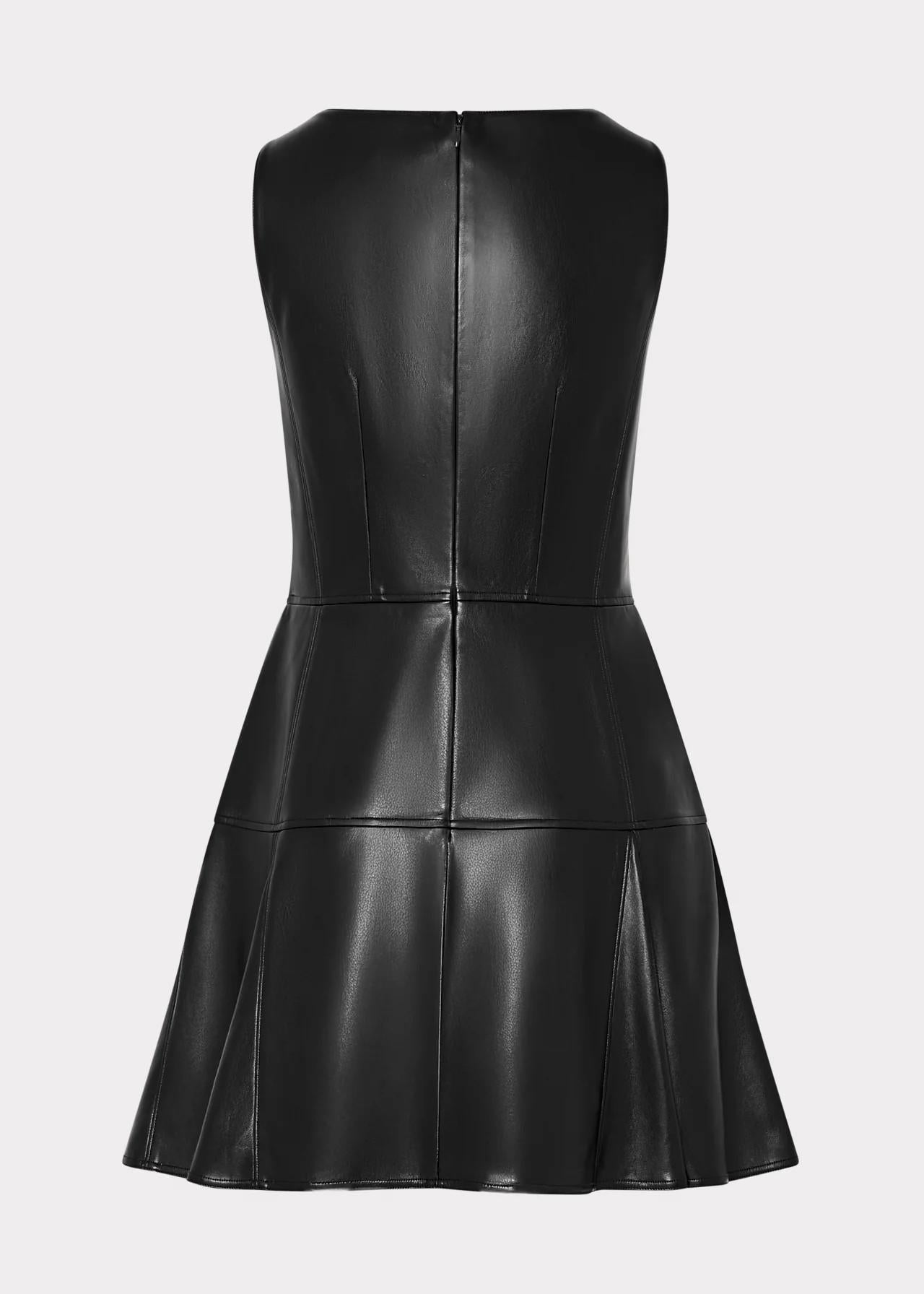 Mini abito in ecopelle nero con scollo quadrato 19QD41BLACK MILLY NY