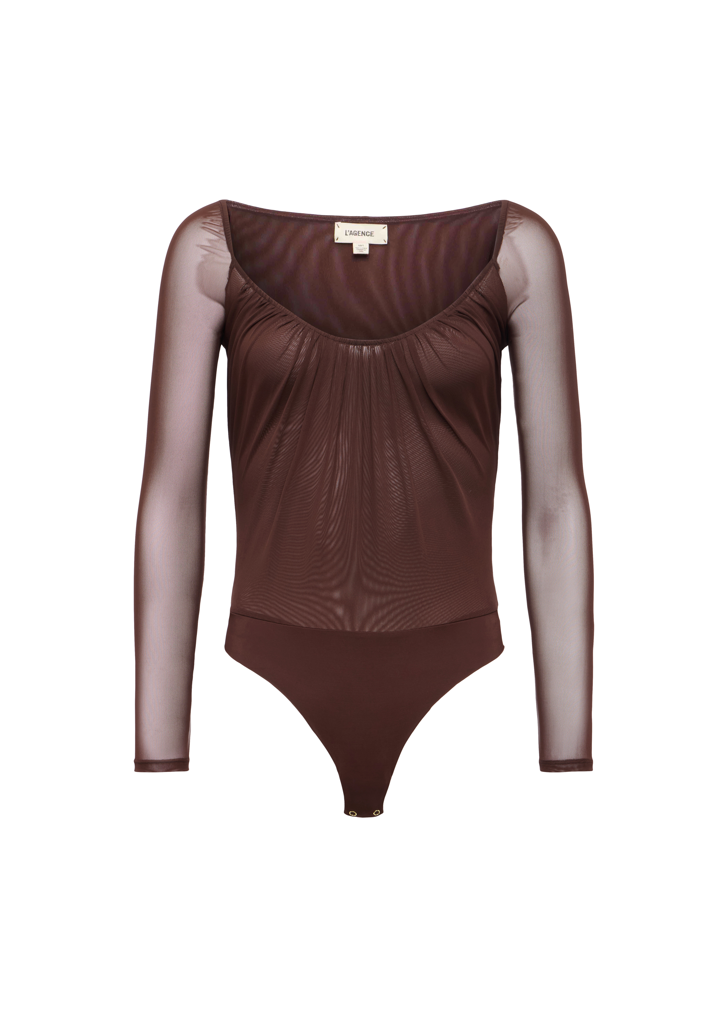 Body marrone cioccolato con maniche trasparenti 5822PRMCHCT L'AGENCE