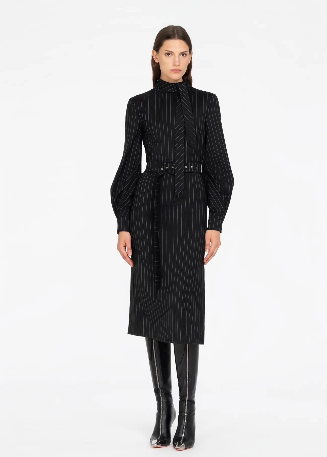 Abito midi gessato nero 8753R10002 LES FILLES D'EVA