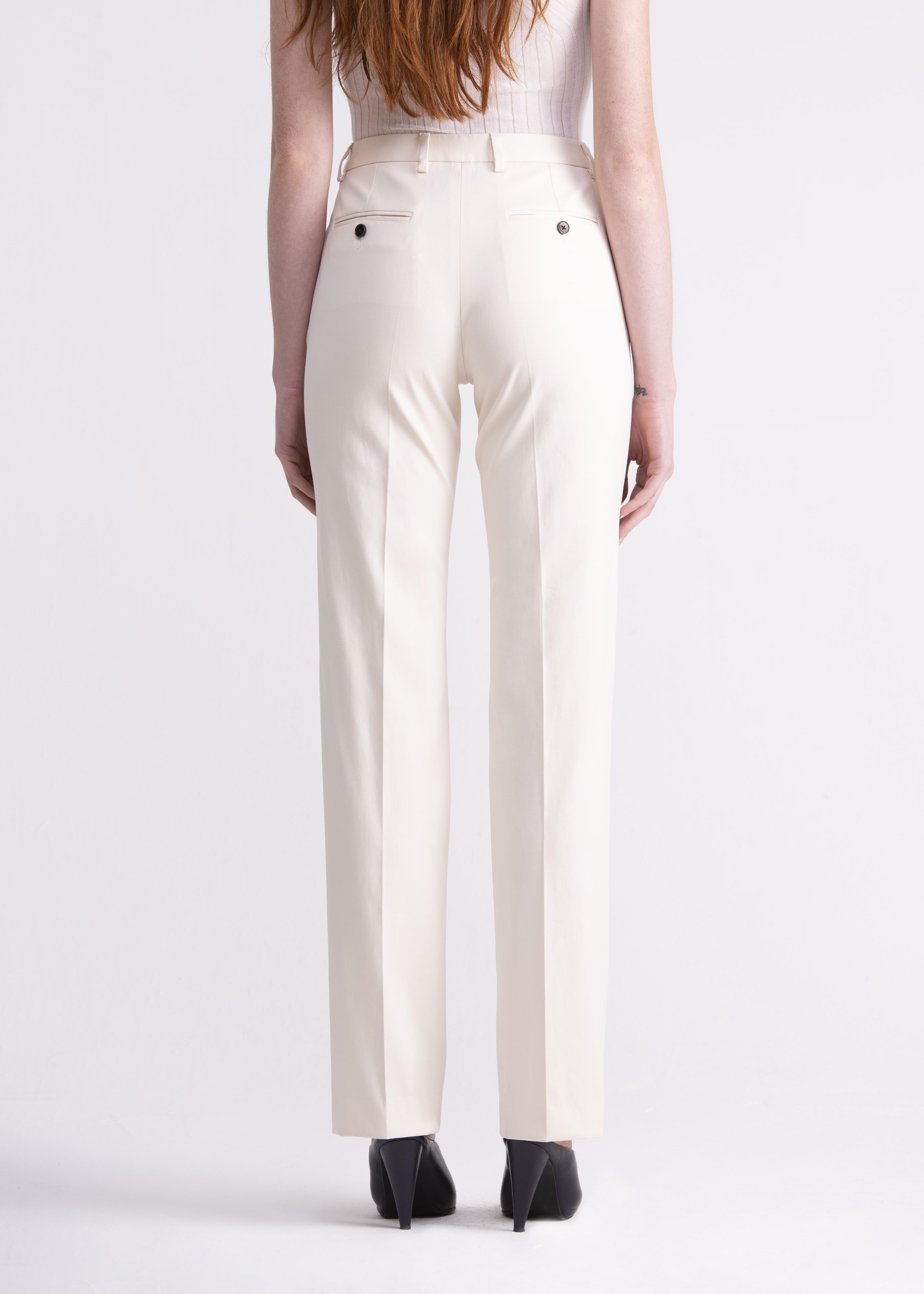 Pantaloni dritti panna con cinturino, passanti e tasche PN01ROA1013200 GENTE