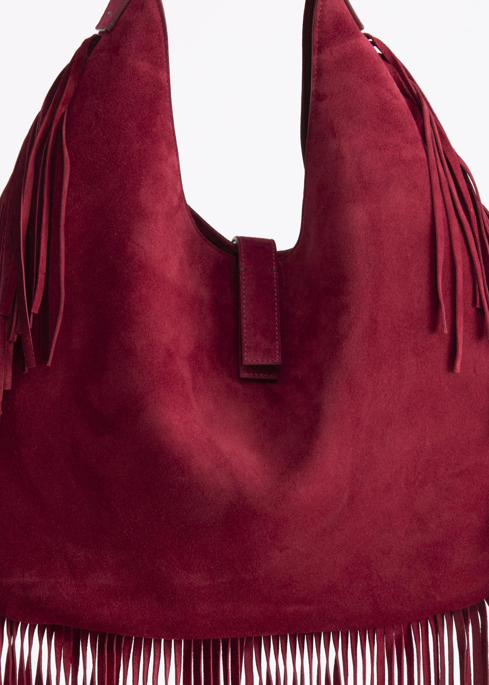 Zaira - borsa hobo in camoscio ciliegia con frange BR01CHERRY GENTE