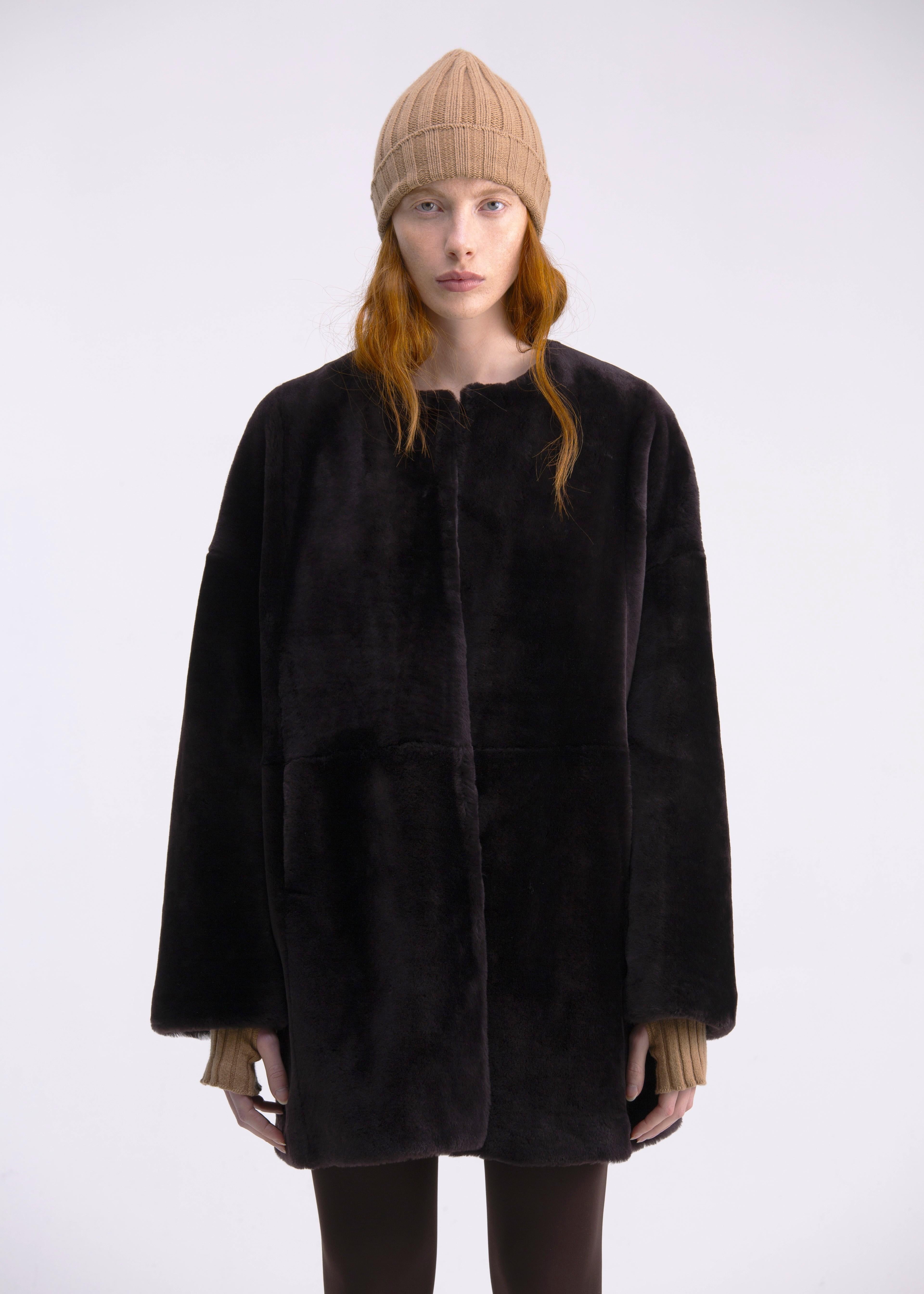 Caban girocollo in castor merino color testa di moro CP02TESTA DI MORO GENTE