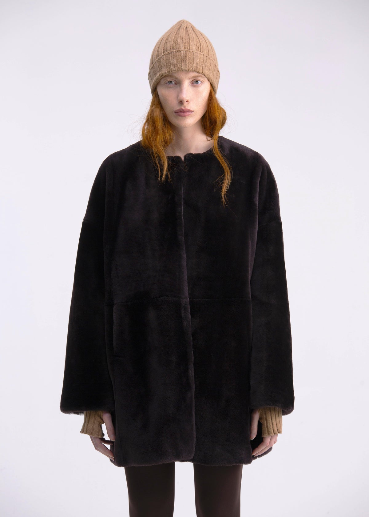 Caban girocollo in castor merino color testa di moro CP02TESTA DI MORO GENTE