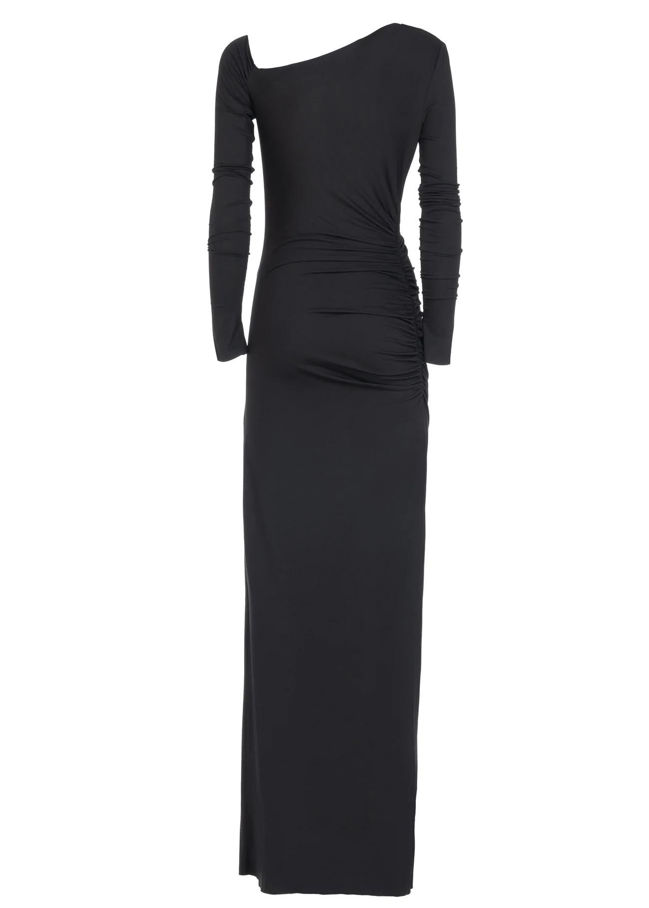 Abito lungo nero monospalla in jersey 8791R10002 LES FILLES D'EVA