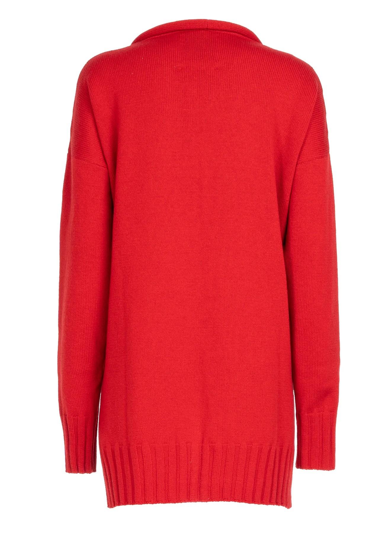 Cardigan lungo rosso in lana e cashmere 8600K50003 LES FILLES D'EVA