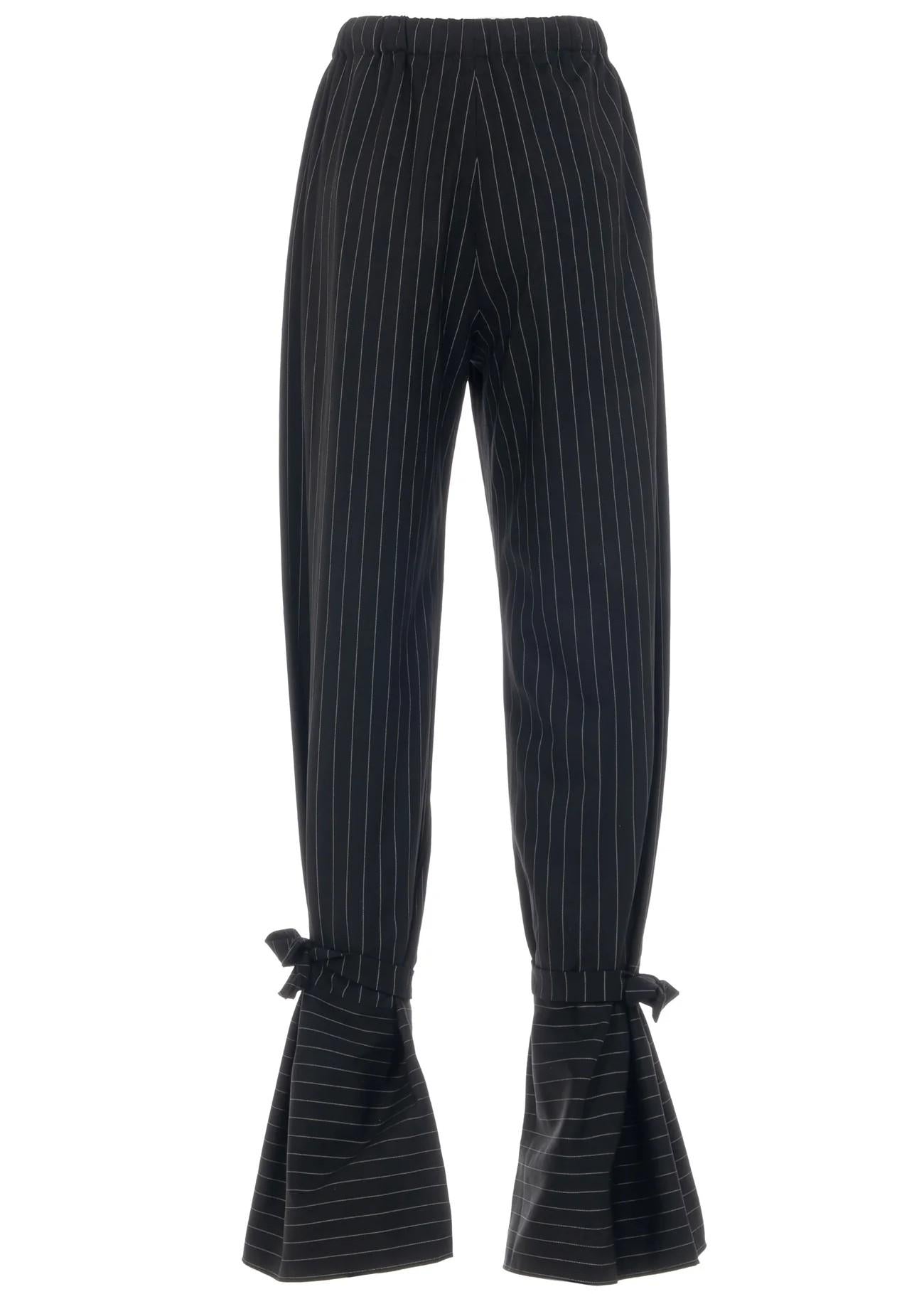 Pantaloni gessati neri con lacci alla caviglia 8916R50001 LES FILLES D'EVA