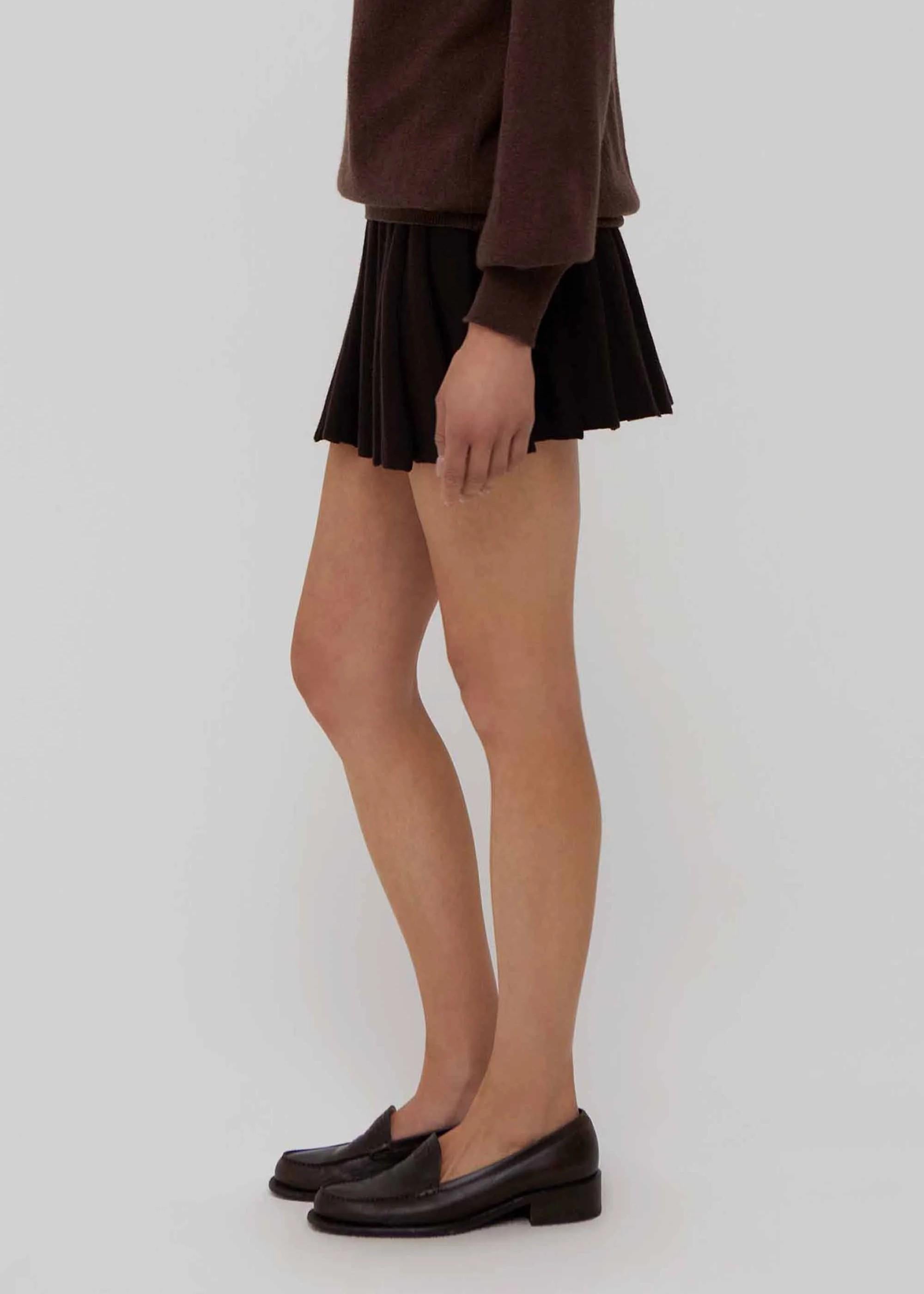 Minigonna plissettata in lana marrone AM50DARK BROWN AMIYA