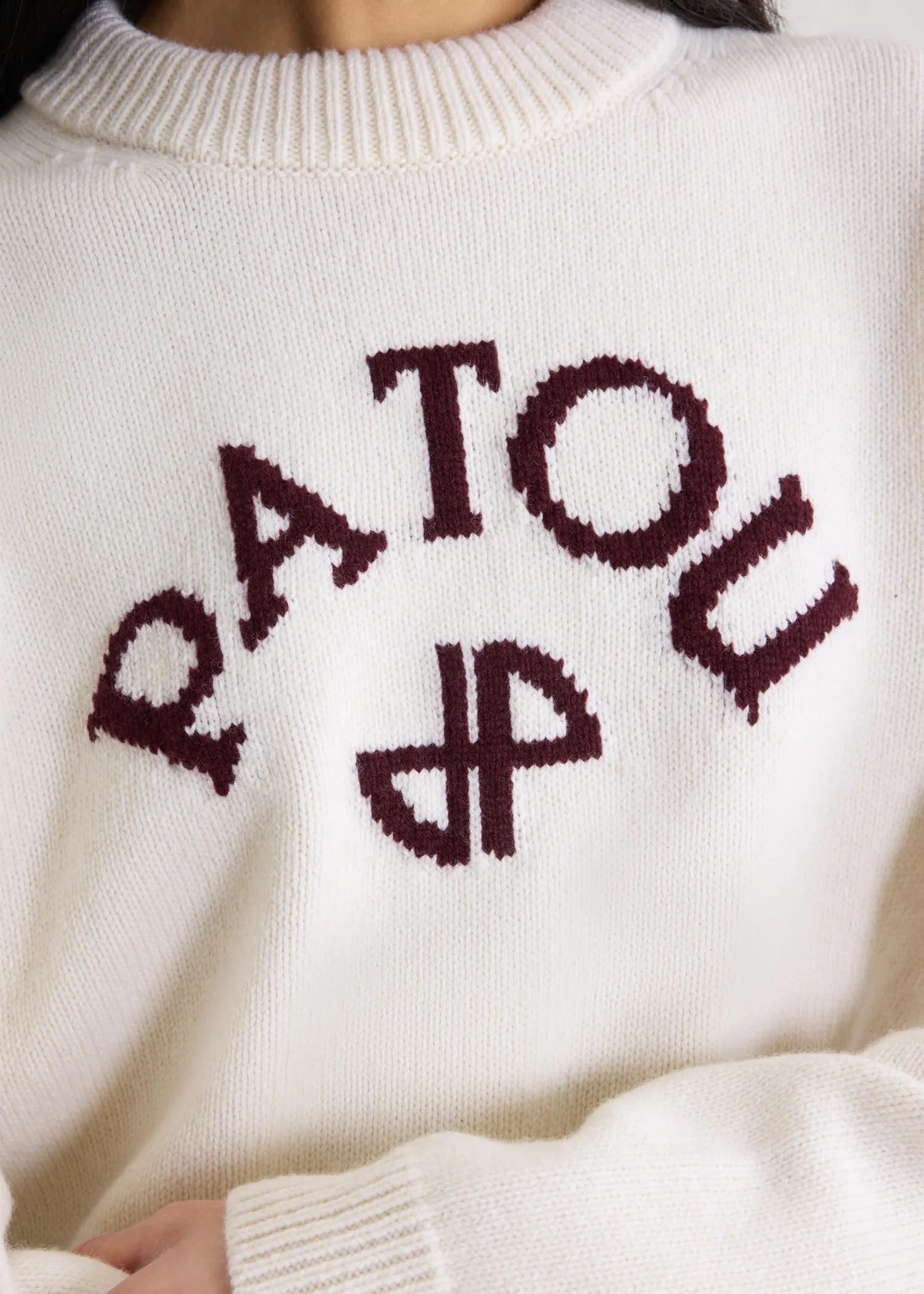 Maglione bianco con logo Patou in lana e cashmere KN2788064001W PATOU