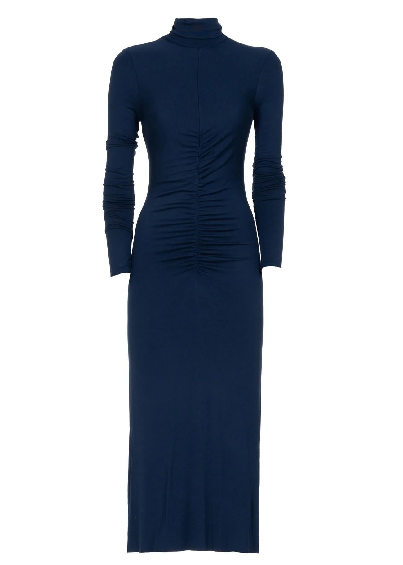 abito lungo blu in jersey con arricciatura centrale 8792R10002 LES FILLES D'EVA