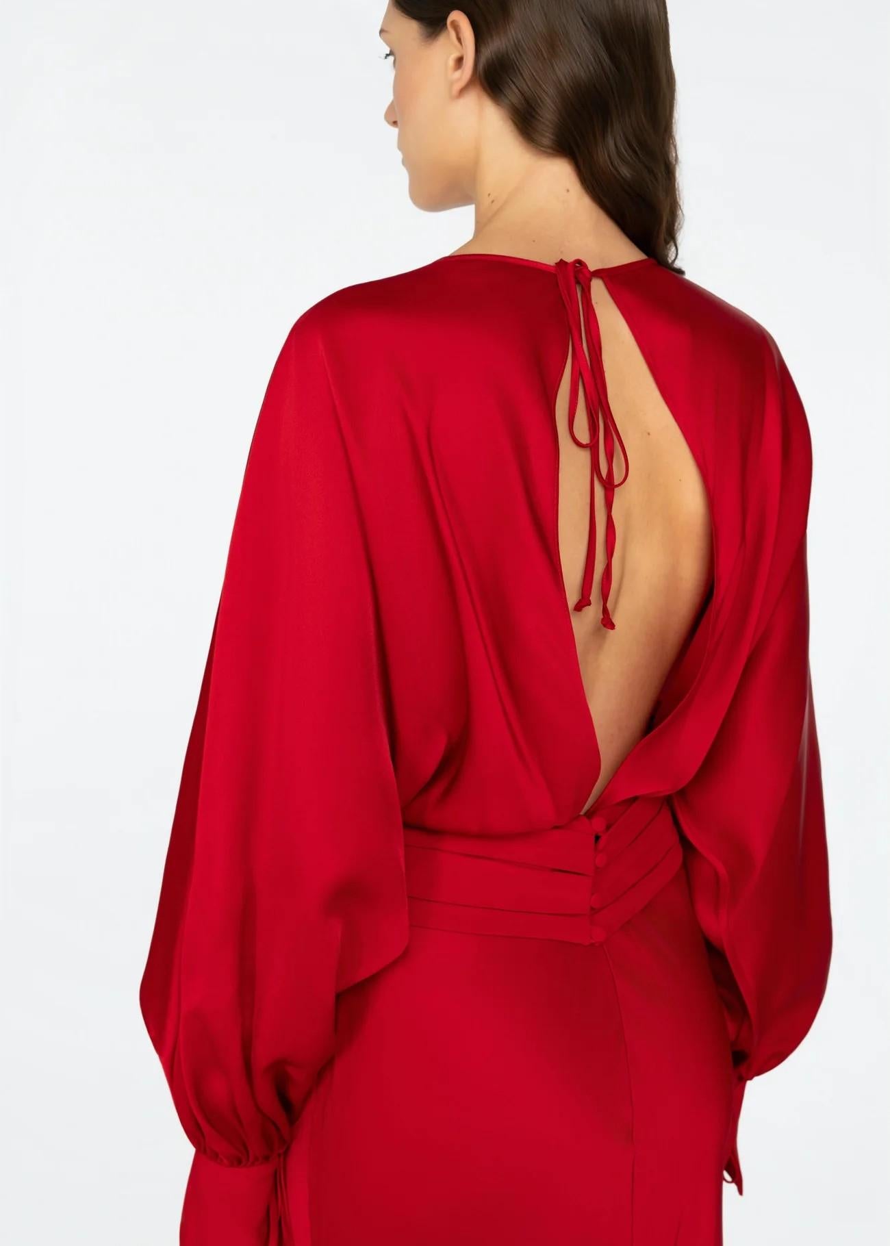 Abito lungo rosso con scollatura sulla schiena 8731WR10004 LES FILLES D'EVA