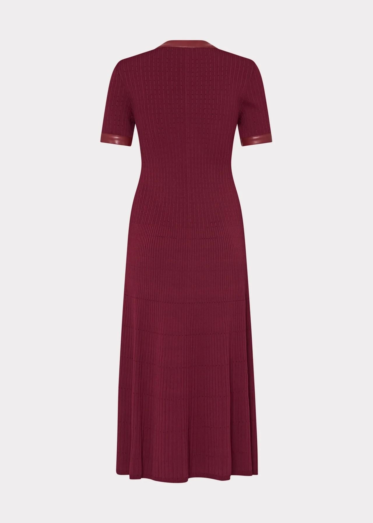 Abito midi  in maglia burgundy  con dettagli in ecopelle KQD581BURGUNDY MILLY NY