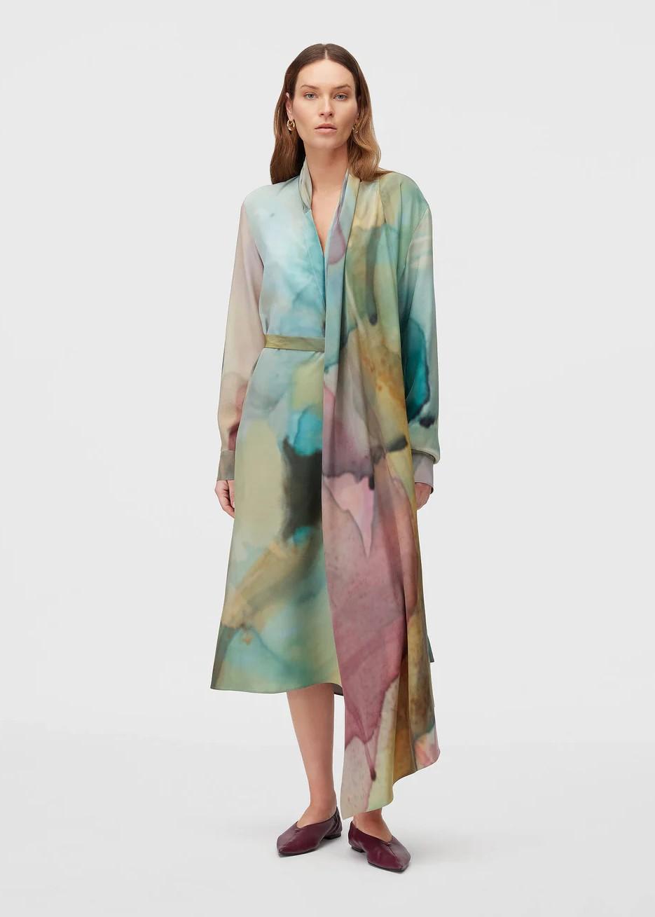 Abito midi multicolore con sciarpa 02WFADR011SP00MLT000 RETORI