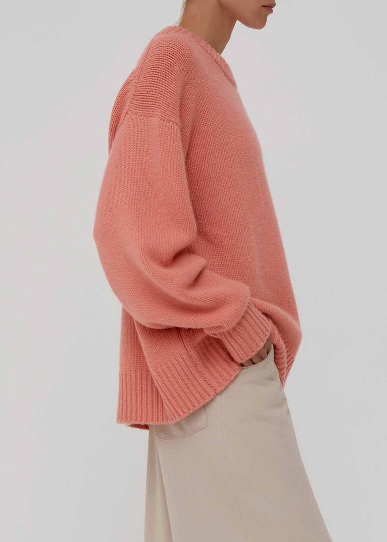 Maglione girocollo in 100% cashmere color cipria AM43BLUSH AMIYA