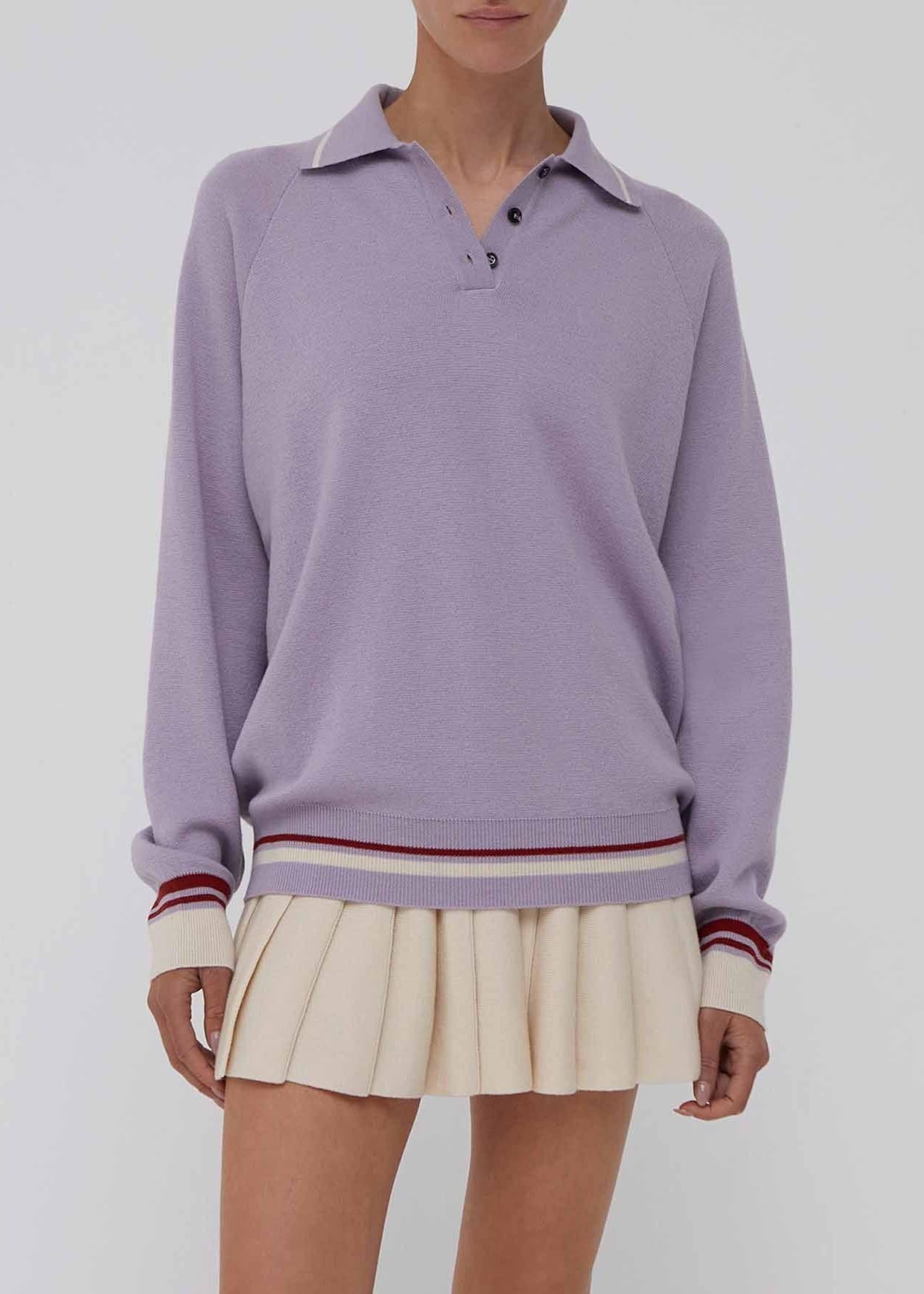 Polo Oversize Lilla con colletto e polsini a contrasto AM33LILAC AMIYA